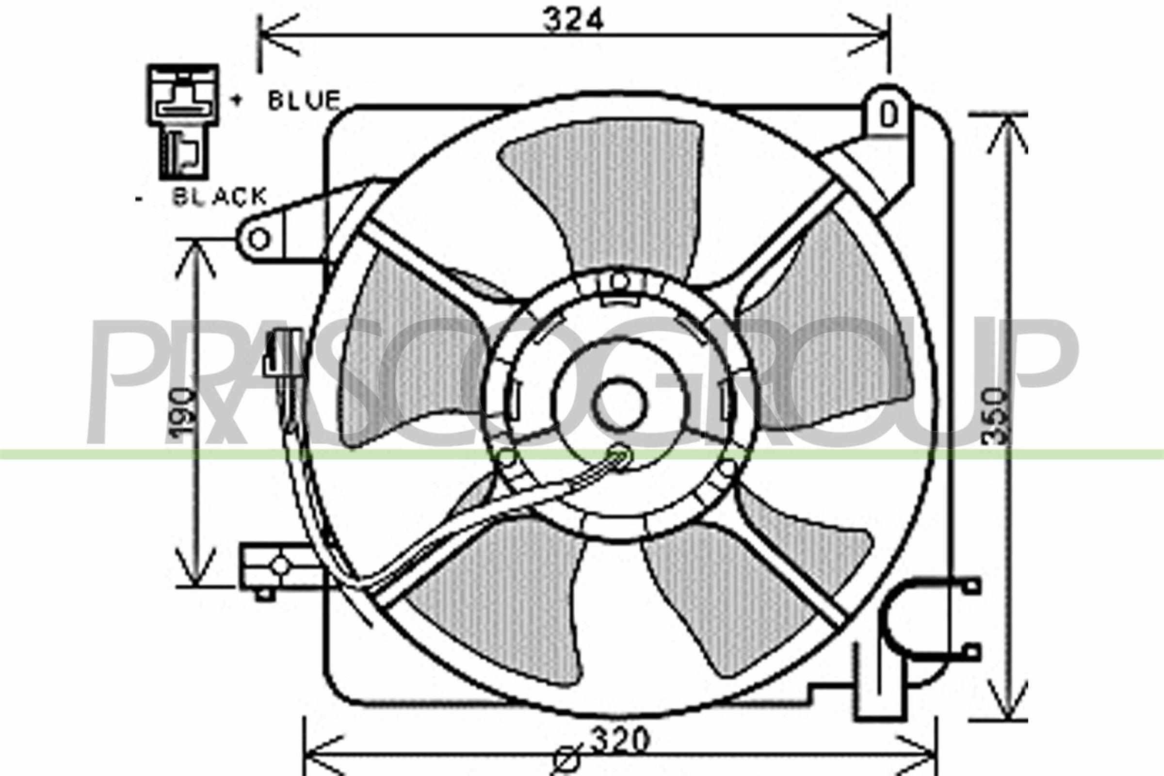 Jäähdyttimen tuuletin PRASCO DW324F001 PRASCO DW324F001 CHEVROLET SPARK 2000 Jäähdyttimen puhallin