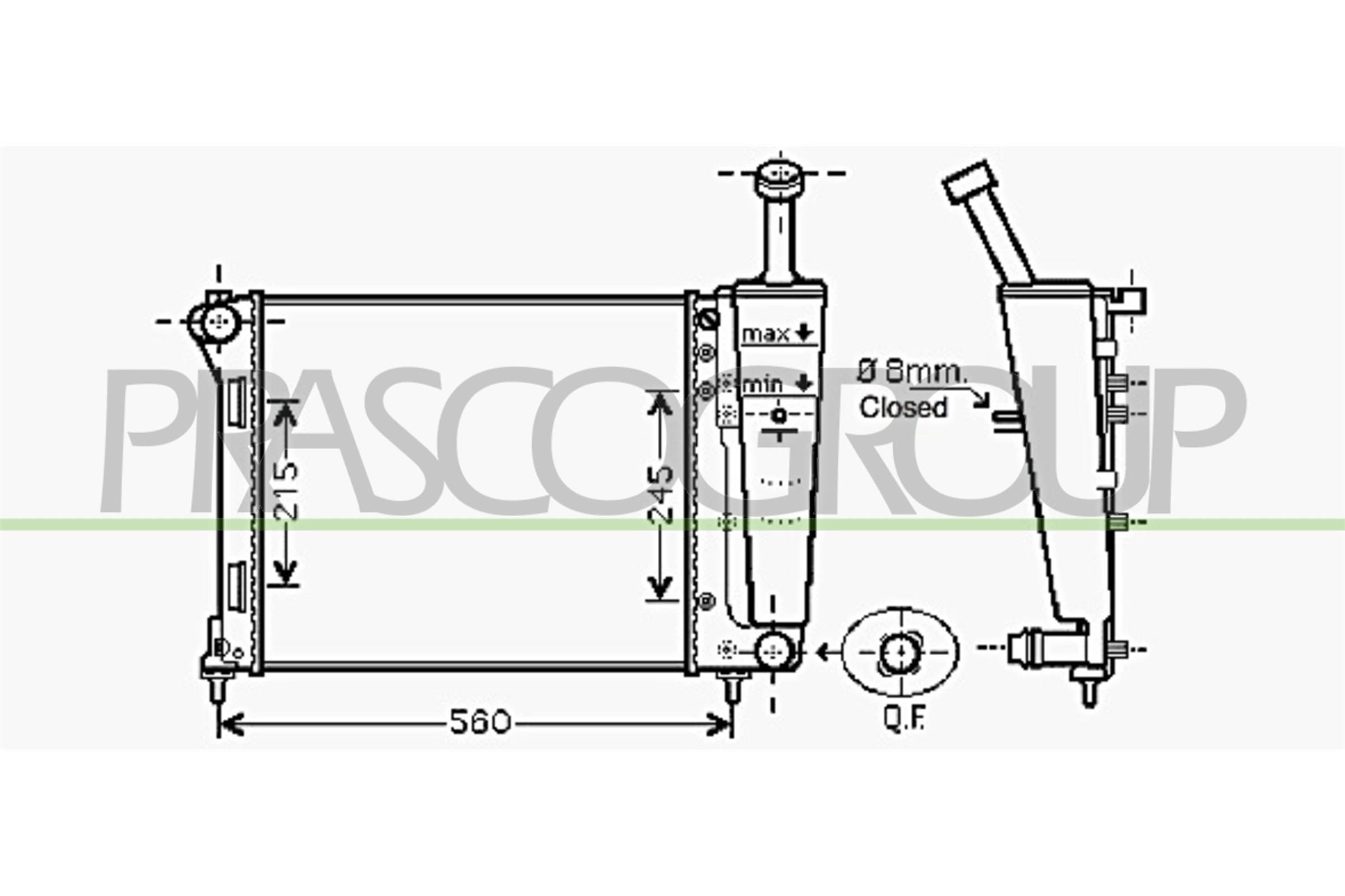 PRASCO Radiador, arrefecimento do motor FD008R001 Radiador motor FIAT PRASCO FD008R001