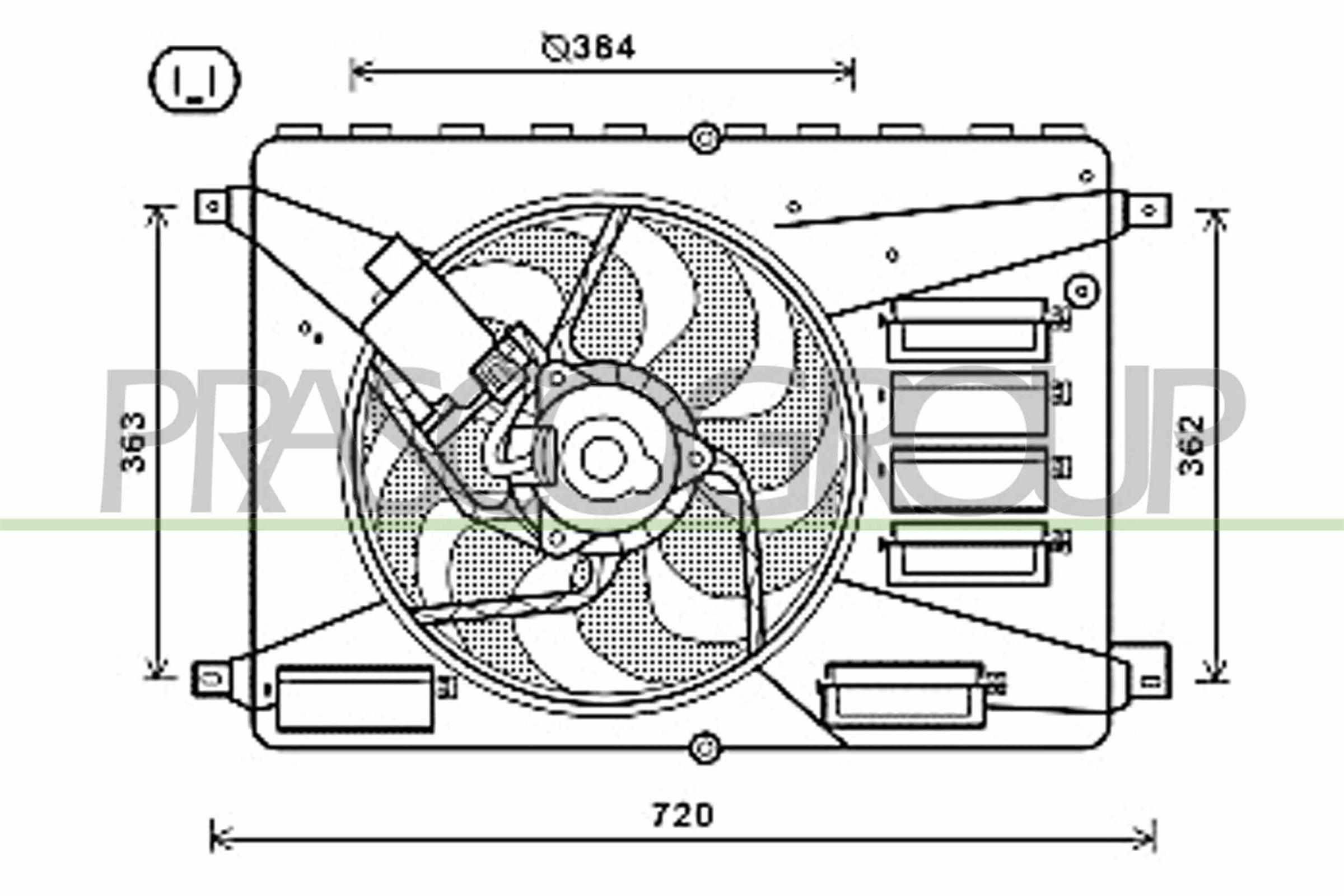 PRASCO Jäähdyttimen tuuletin FD079F002 Ford Mondeo MK4 BA7 jäähdyttimen tuuletin PRASCO FD079F002