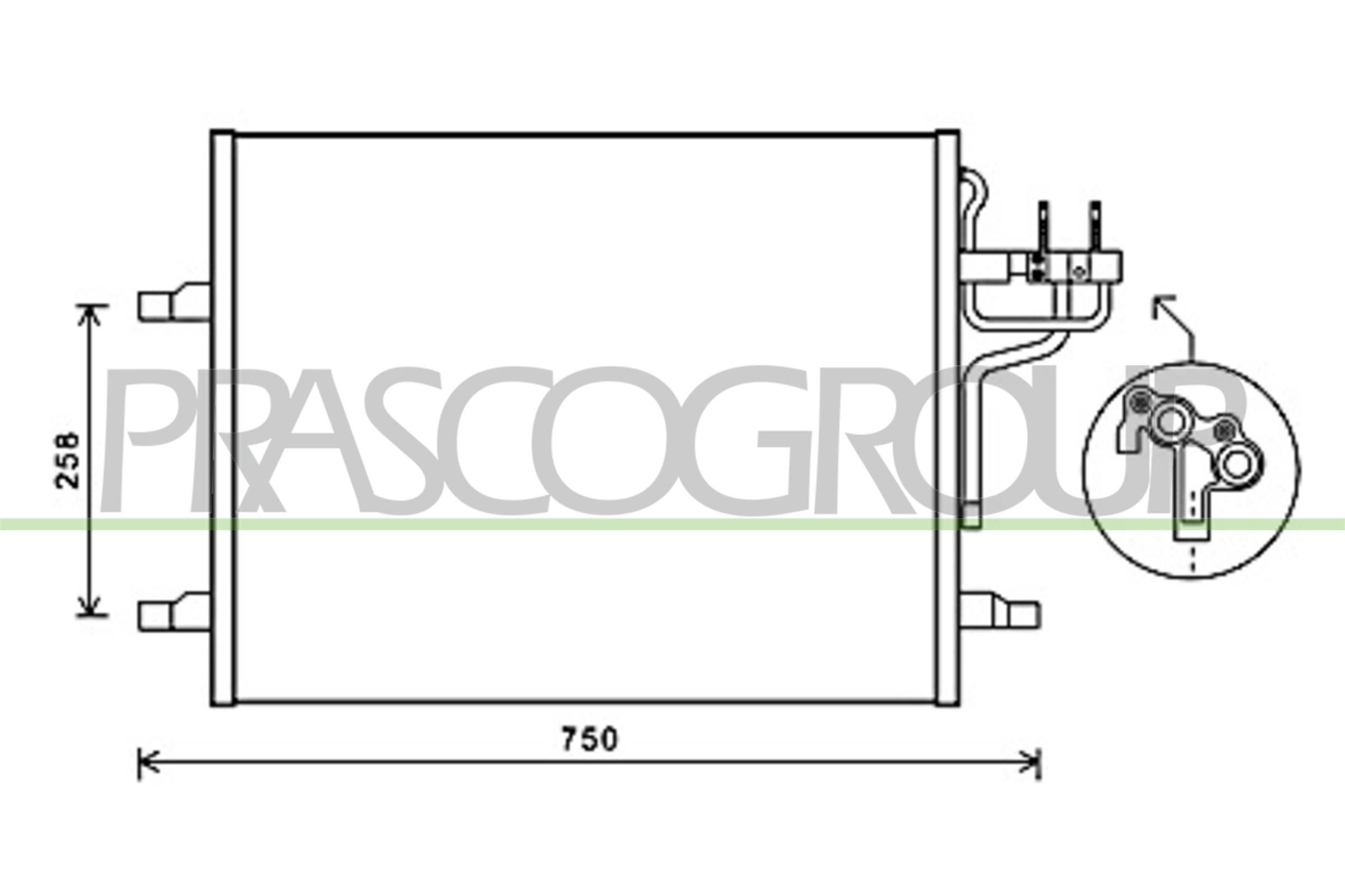 Condensor voor airco PRASCO FD802C001 PRASCO FD802C001 Airconditioning condensor FORD KUGA 2008