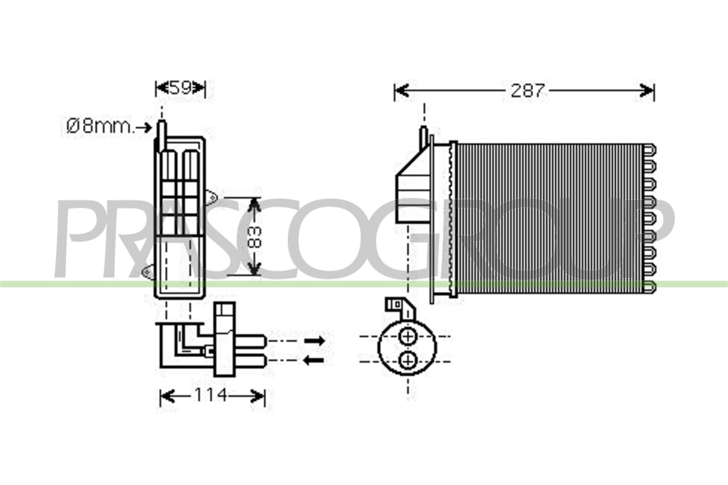 PRASCO Heater matrix FT019H001 FIAT 132 PRASCO heater matrix FT019H001