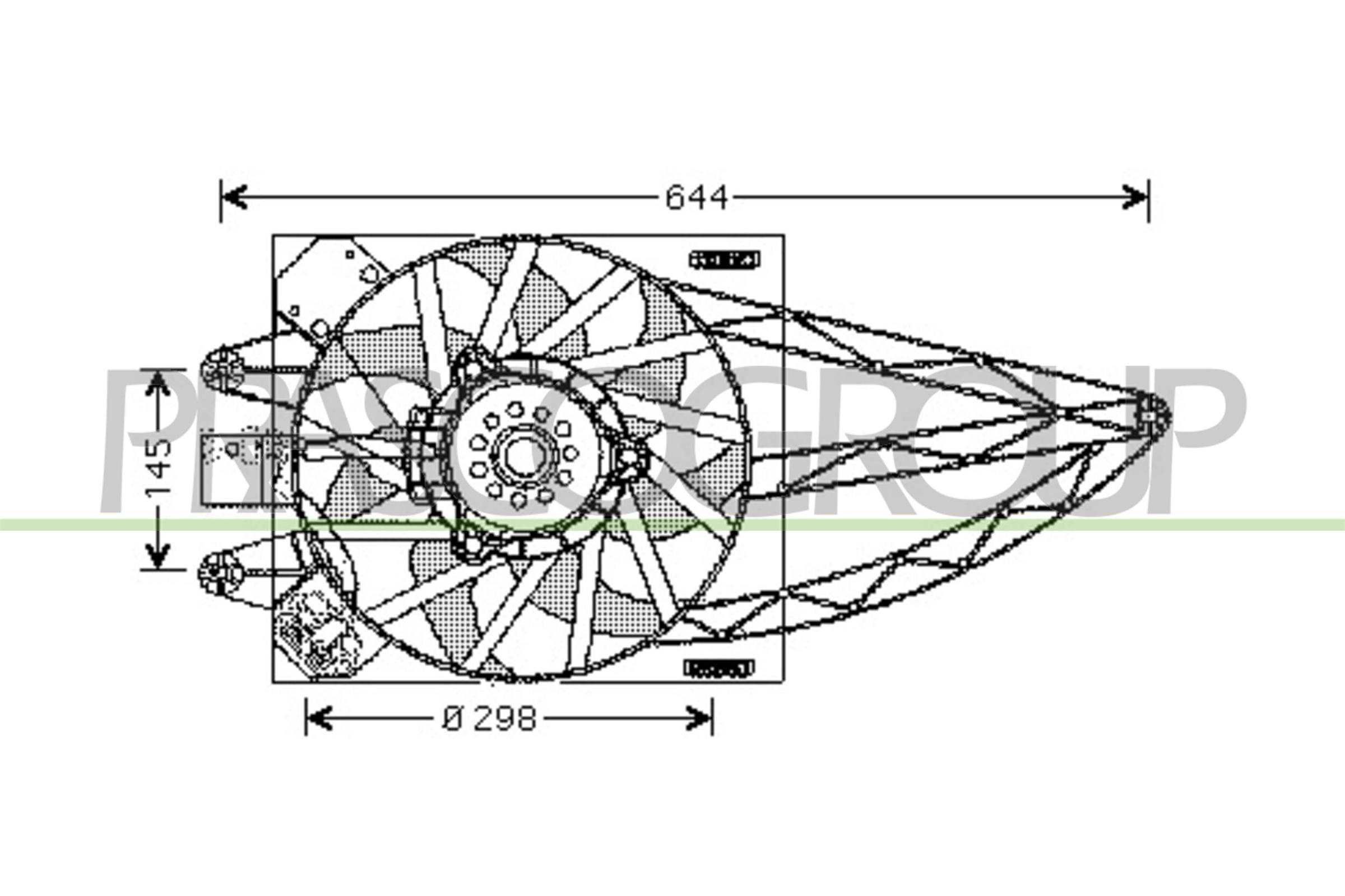 Ventola radiatore PRASCO FT122F003 FT7527 PRASCO FT122F003 Ventola raffreddamento Fiat PANDA 2003