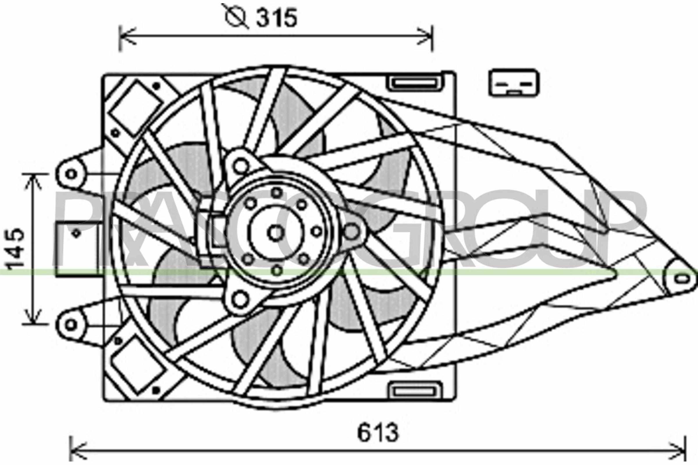 PRASCO Ventilátor chladenia motora FT122F005 FT122F005 Ventilátor chladenia FIAT QUBO PRASCO