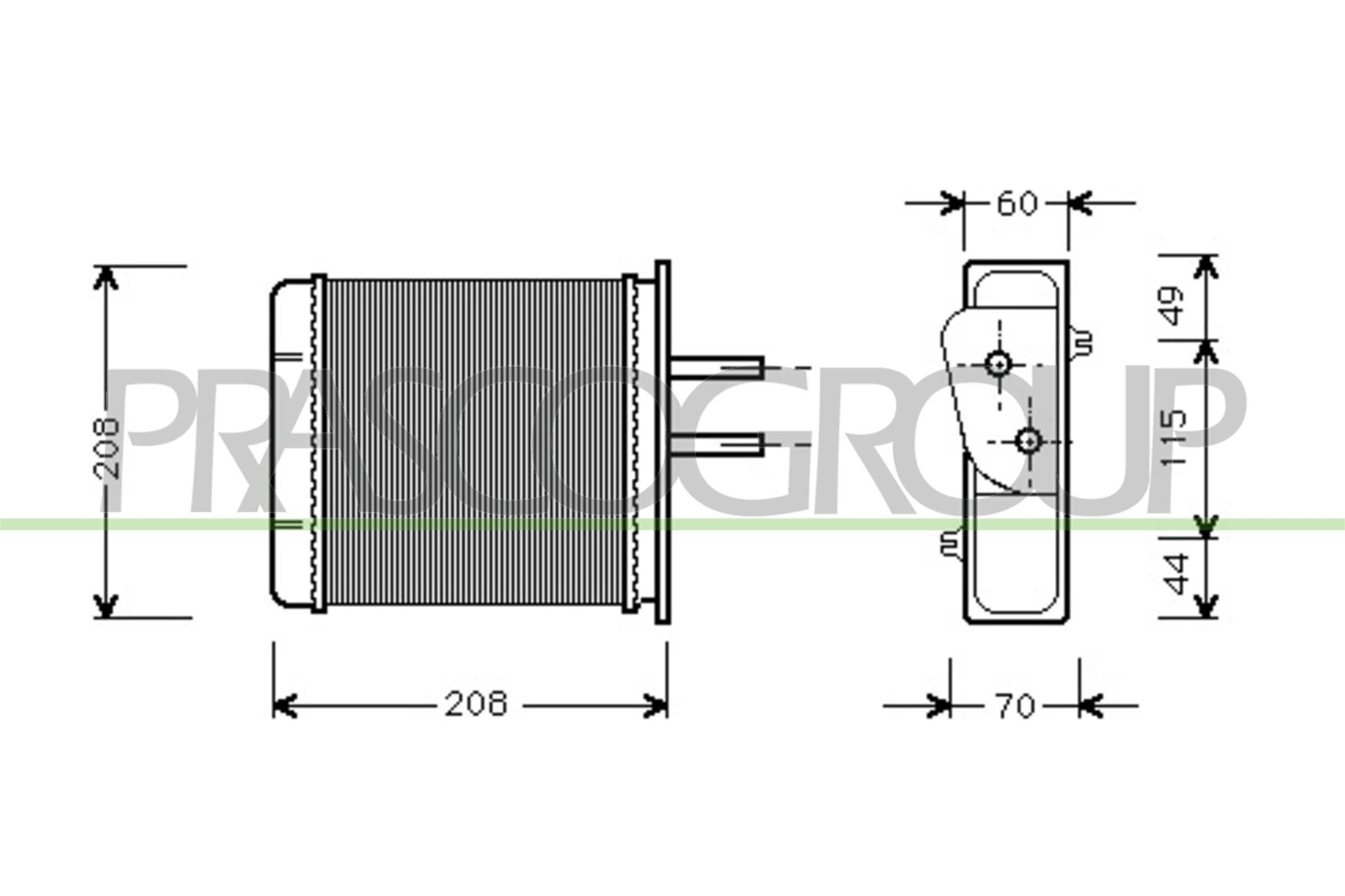 PRASCO Siltummainis, Salona apsilde FT132H001 FT132H001 Salona apsildes radiators LAND ROVER 88/109 PRASCO