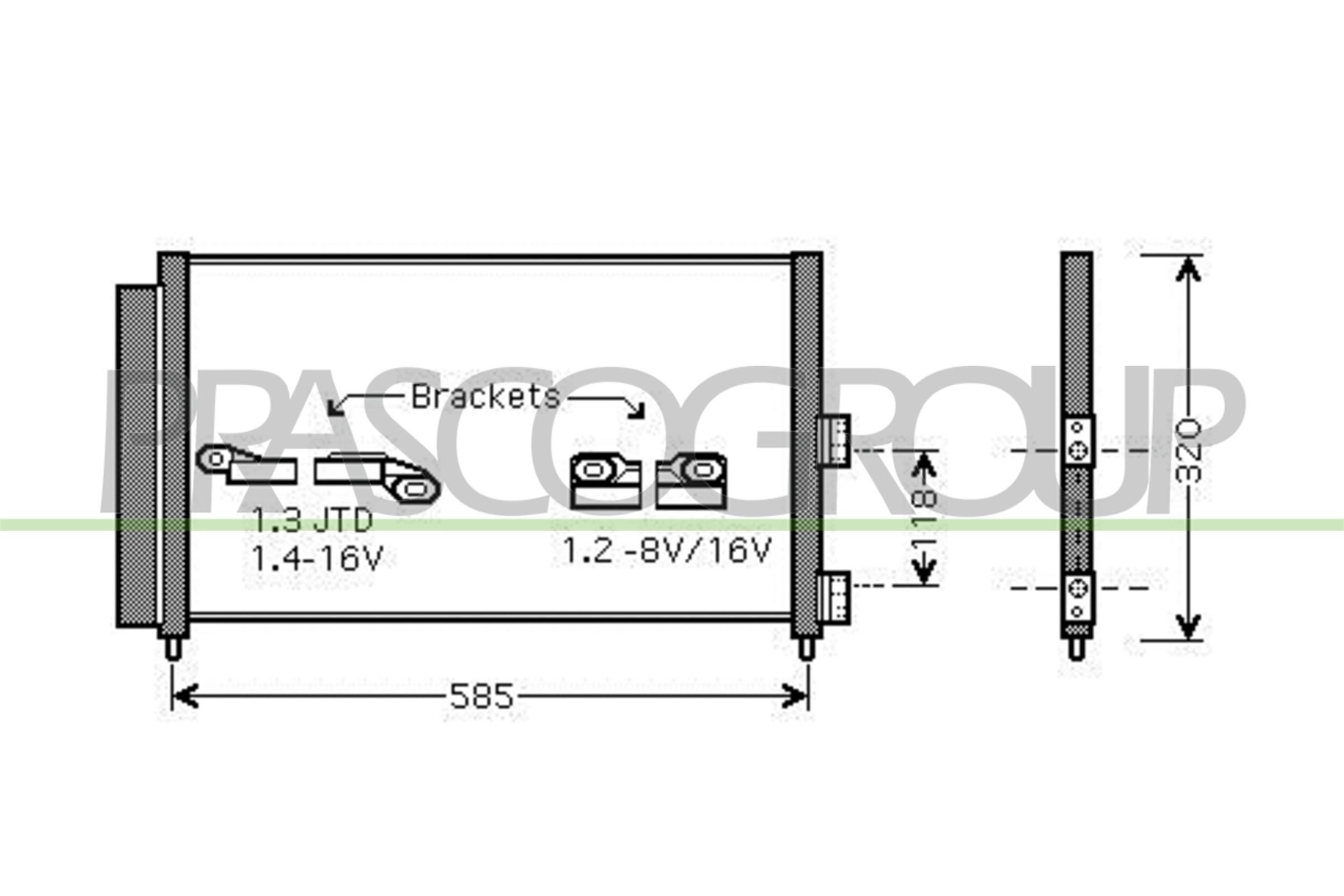PRASCO Kondensor, klimatanläggning FT133C006 FT133C006 PRASCO kondensor FIAT RITMO