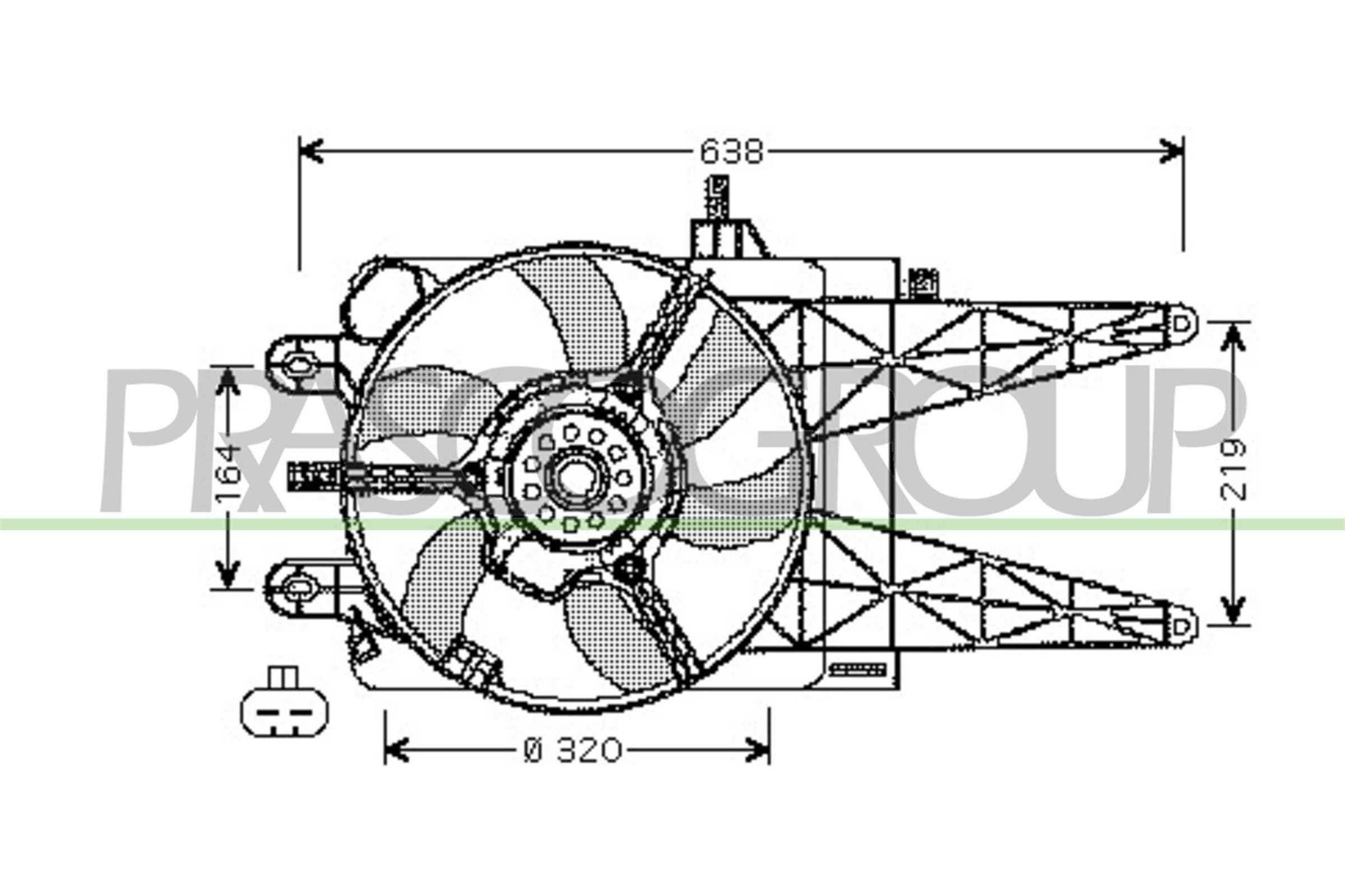 PRASCO Ventilátor chladenia motora FT133F001 Ventilátor chladiča PRASCO Fiat QUBO FT133F001