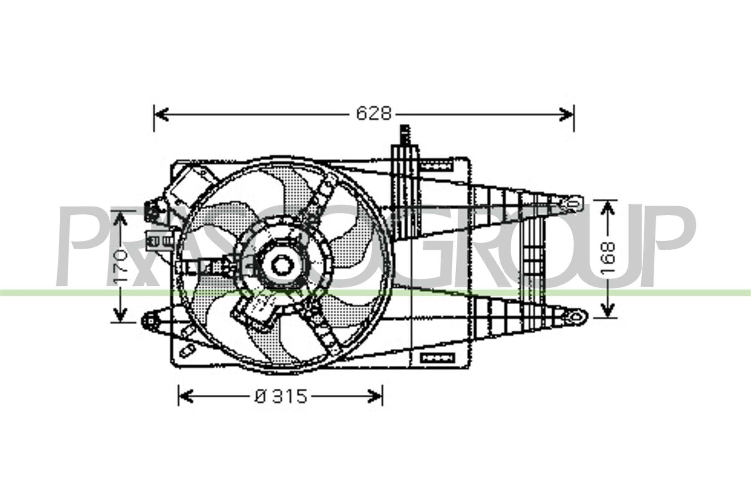 PRASCO Køleventilator FT133F005 Ventilator til motorkøling Lancia 843 FT133F005 PRASCO
