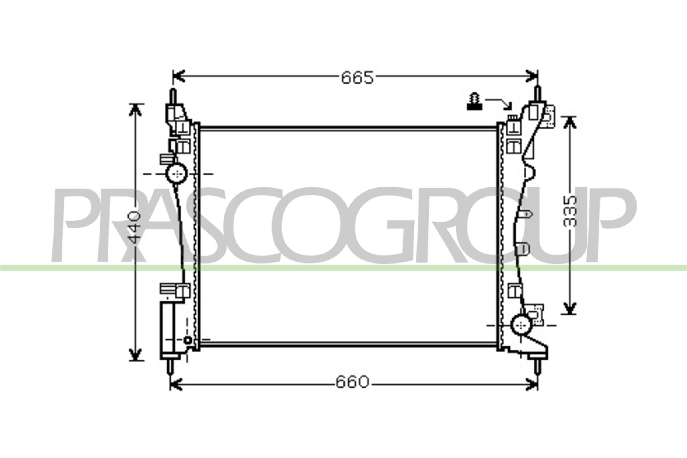 PRASCO Radiador, arrefecimento do motor FT342R003 Radiador de água FIAT PRASCO FT342R003