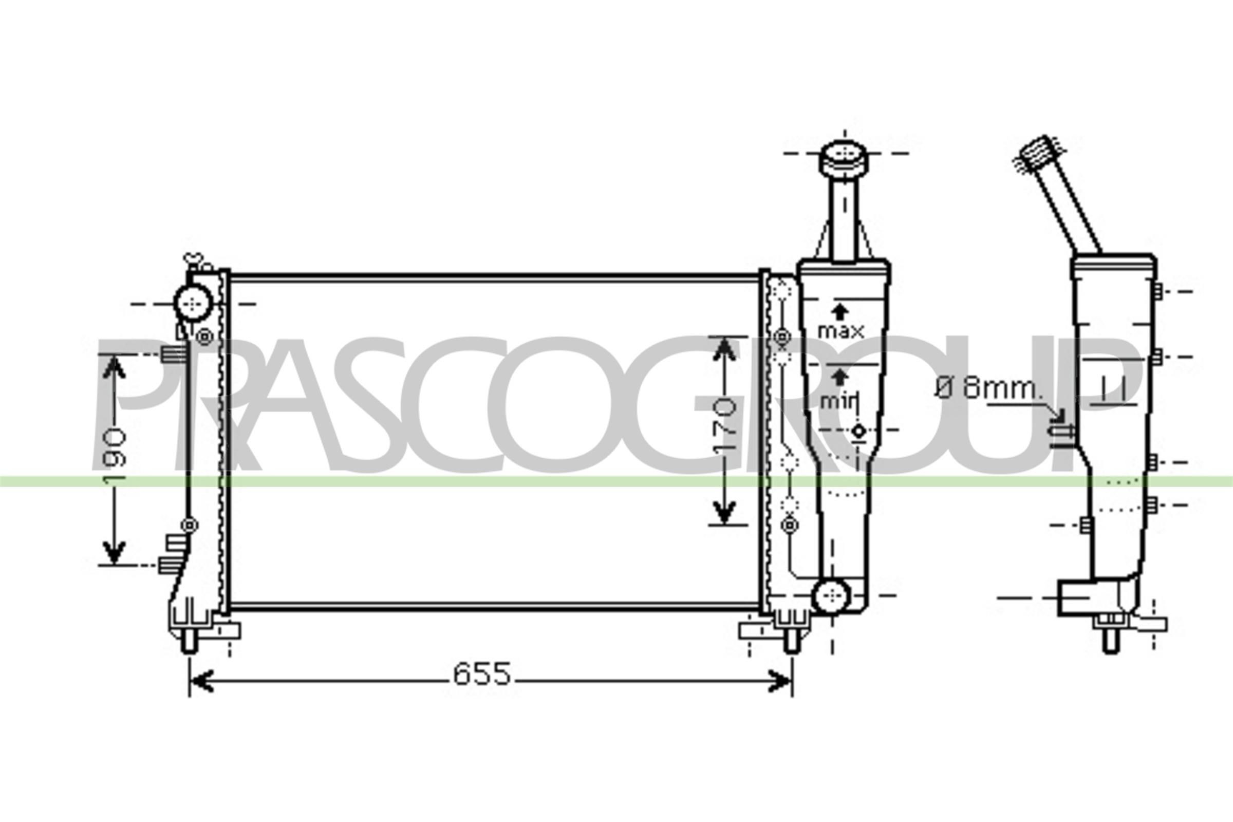 PRASCO Ψυγείο, ψύξη κινητήρα FT350R005 PRASCO FT350R005 Ψυγειο νερου Lancia MUSA γνήσια