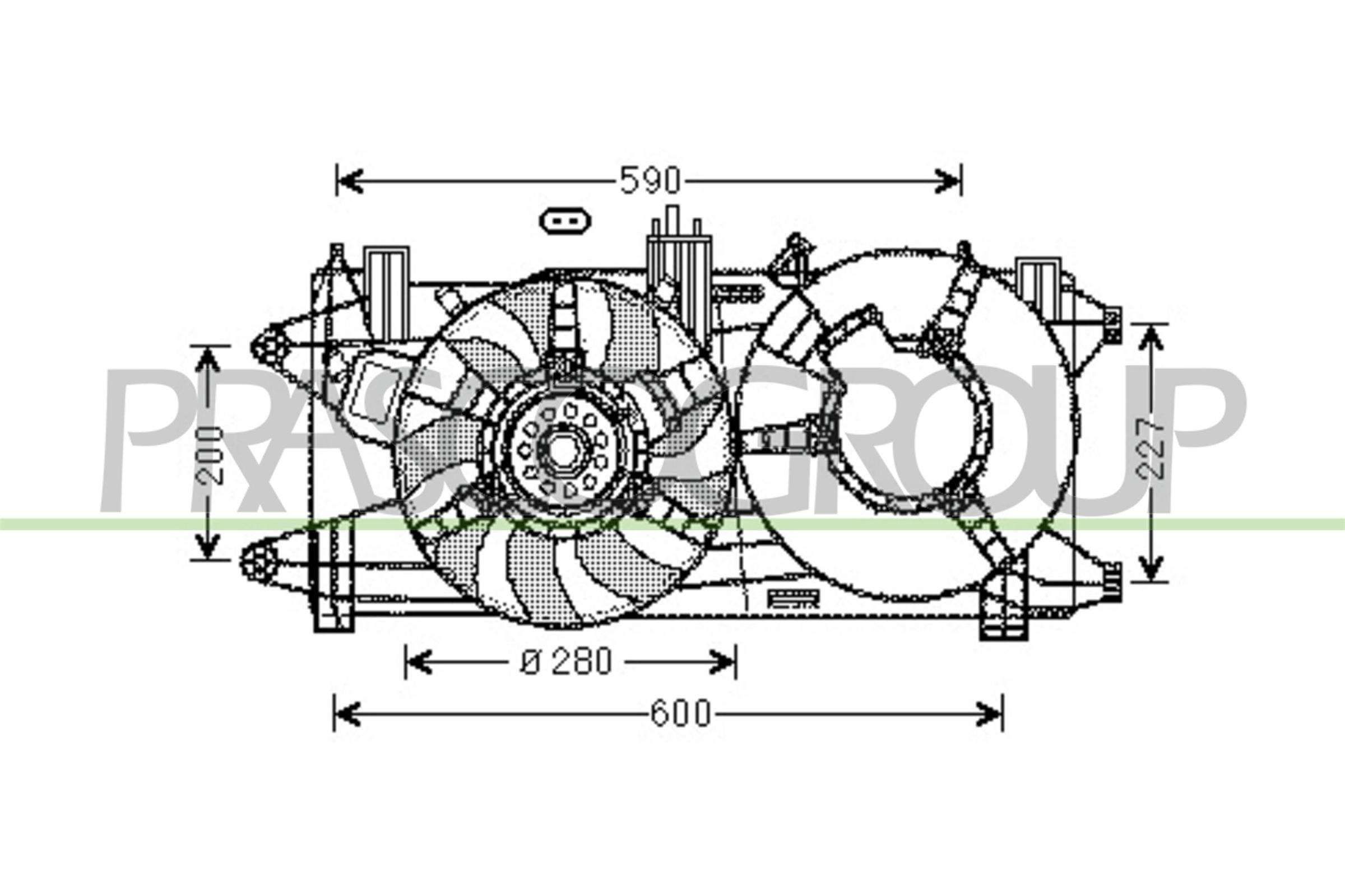 PRASCO Køleventilator FT909F006 PRASCO FT909F006 FIAT Doblo 119 Ventilator til motorkøling originale pris