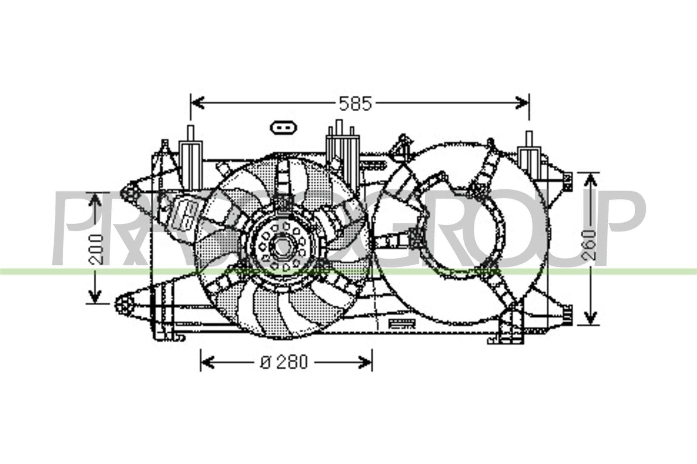 Motoventilateur PRASCO FT909F007 PRASCO FT909F007: Ventilateur de refroidissement moteur Fiat DOBLO 2003