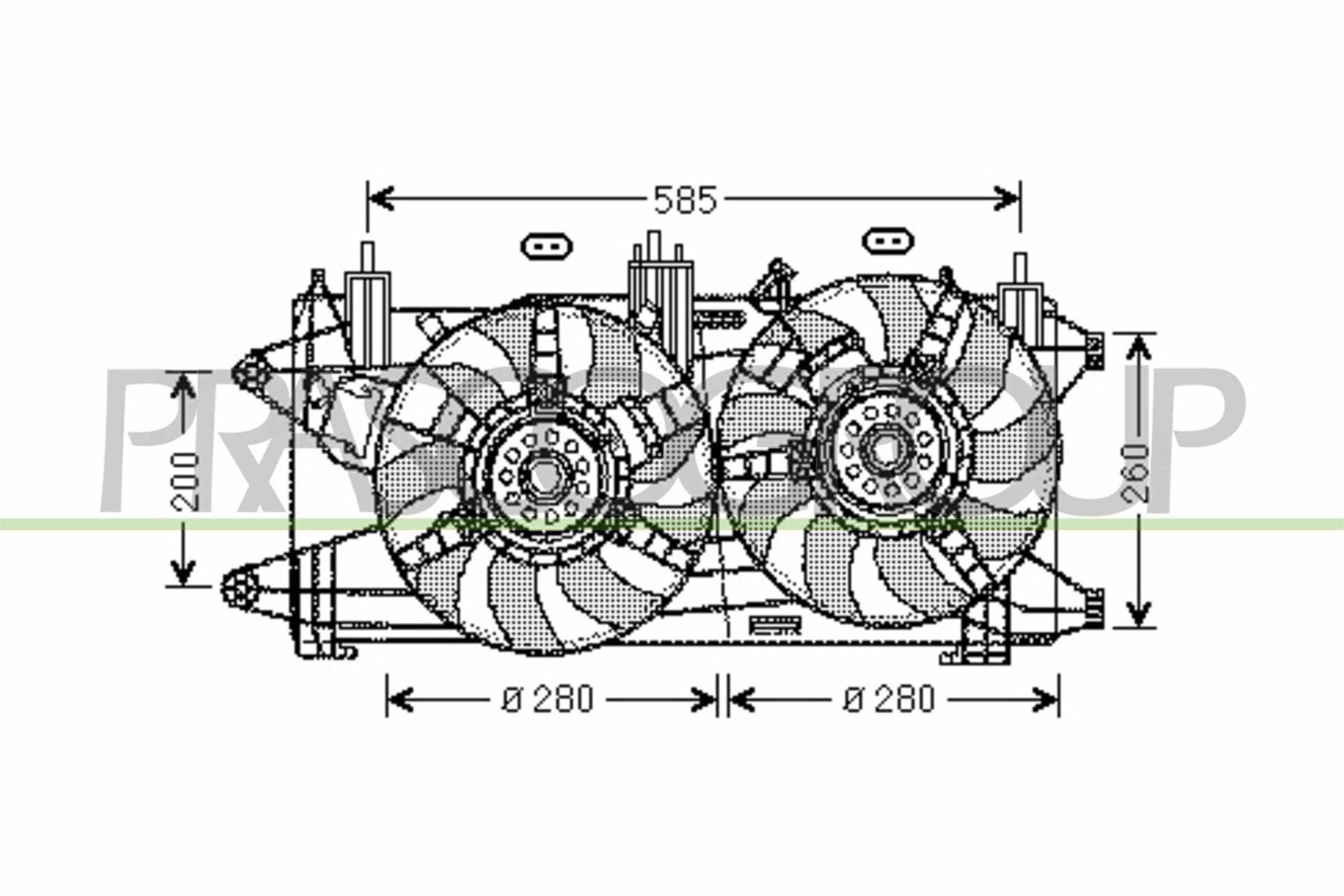 PRASCO Køleventilator FT909F008 PRASCO FT909F008 FIAT Doblo 119 Køleventilator originale pris