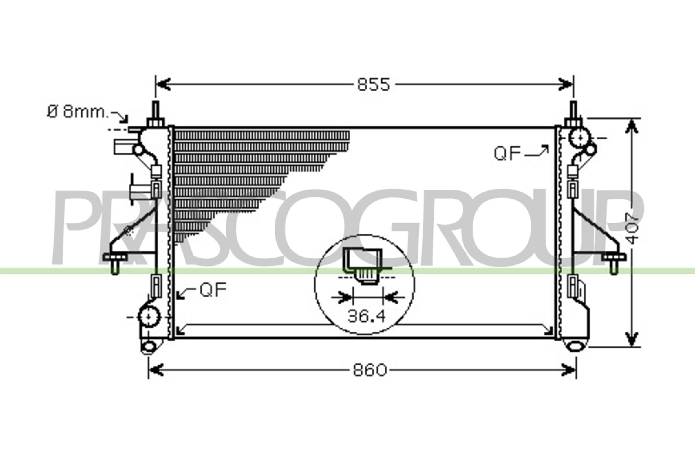 PRASCO Radiador, arrefecimento do motor FT930R006 Radiador arrefecimento PRASCO FIAT FT930R006
