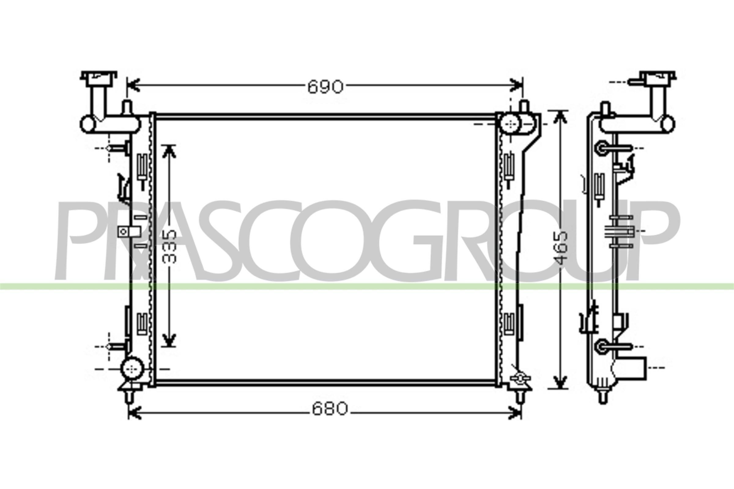 PRASCO Radiador, arrefecimento do motor HN040R002 Radiador motor KIA PRASCO HN040R002