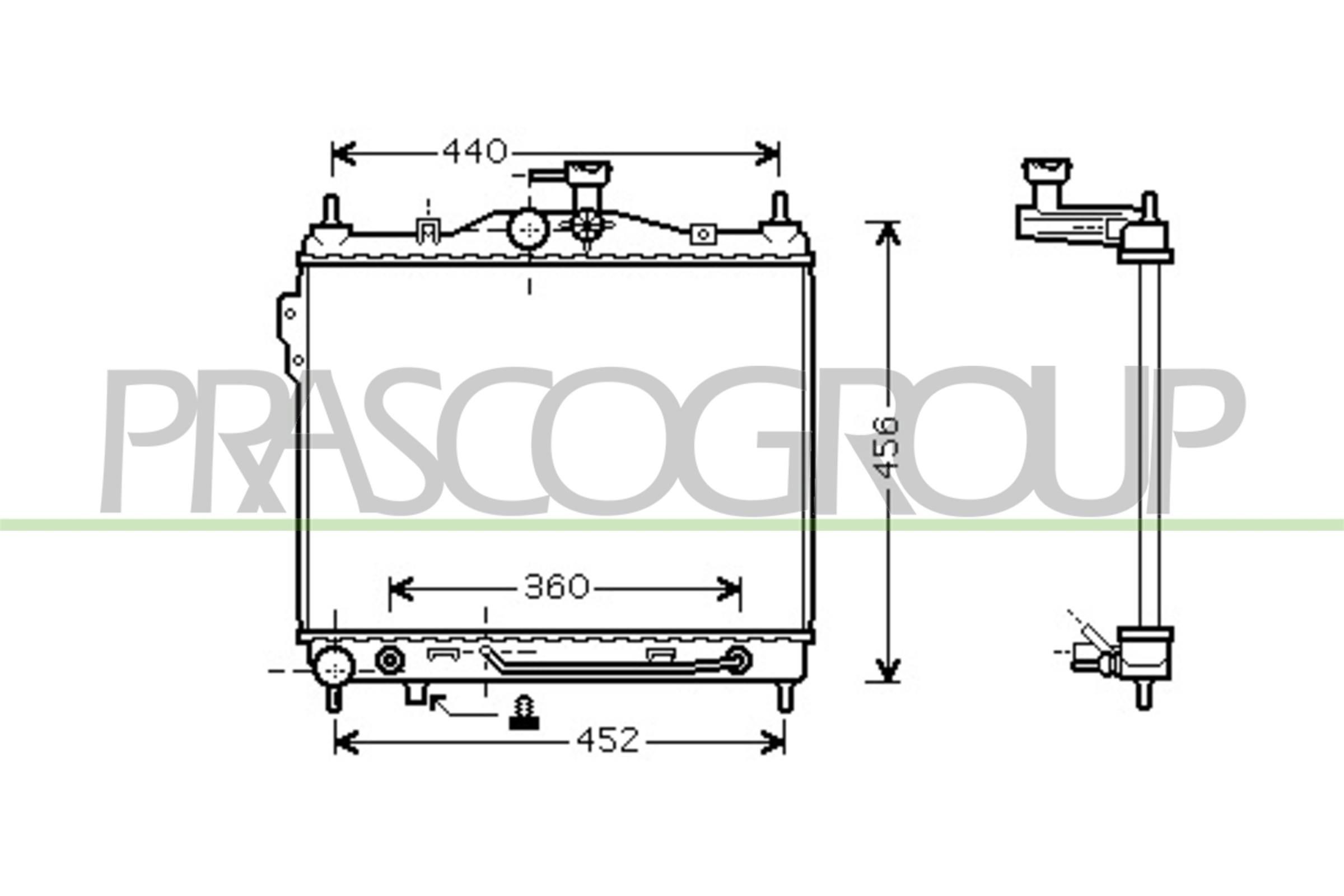 PRASCO Radiator, motorkjøling HN330R004 HN330R004 Radiator motor HYUNDAI i20 PRASCO