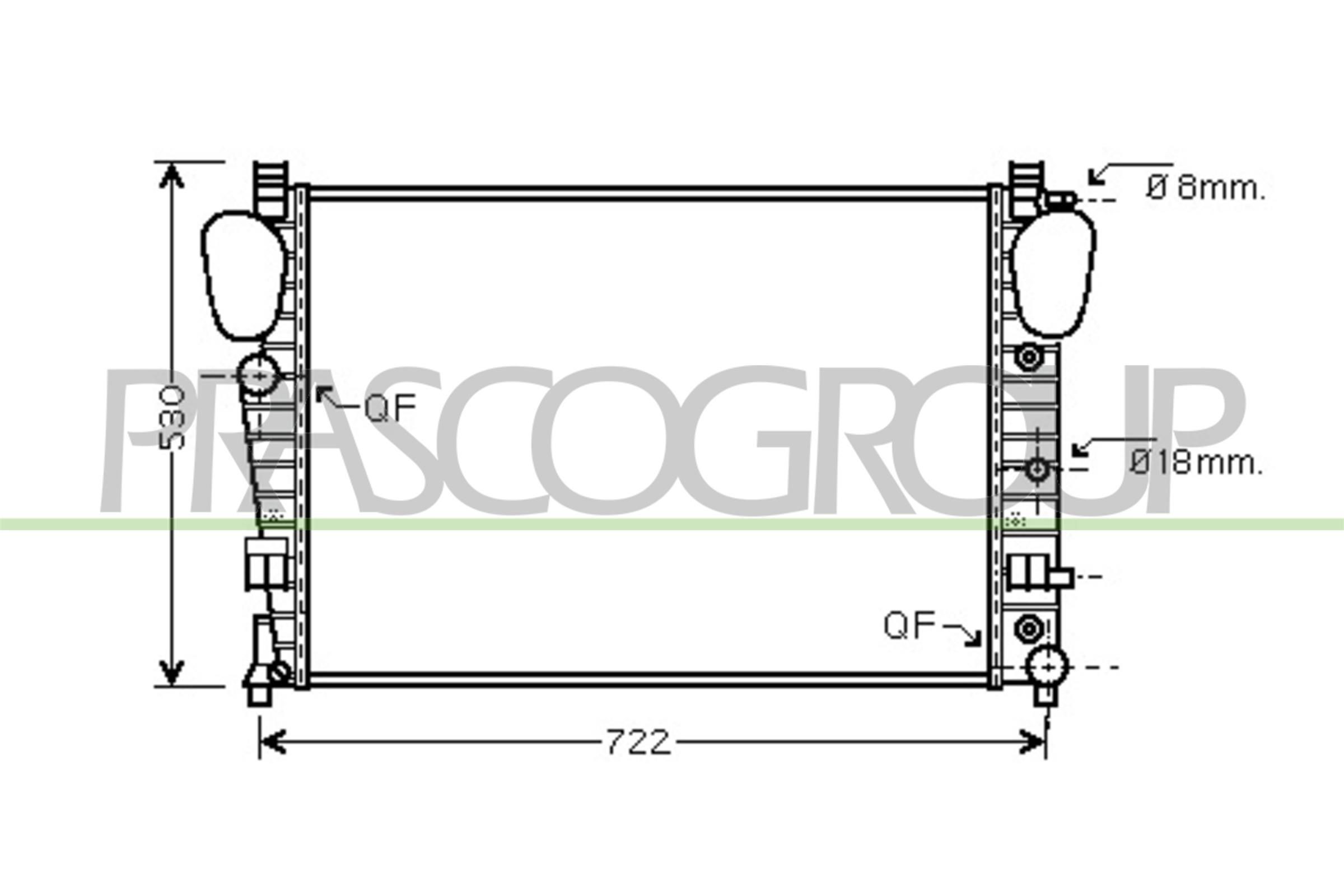 PRASCO Radiateur ME522R004 Radiateur, koelvloeistof Mercedes-Benz C215 ME522R004 PRASCO