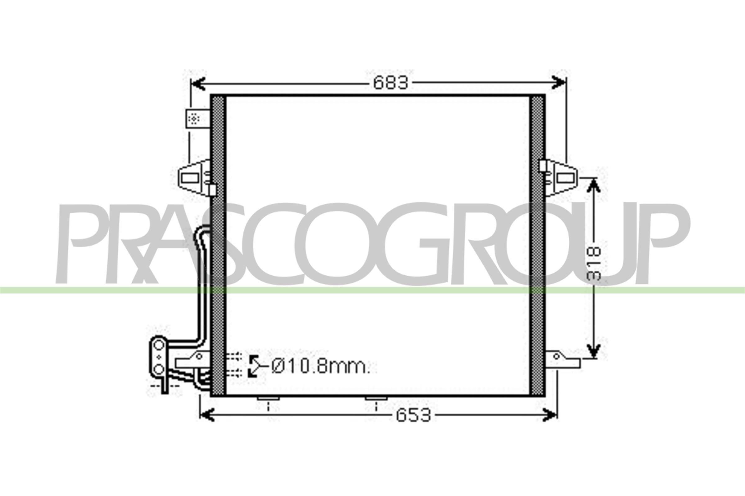 PRASCO Condensor voor airco ME800C001 Mercedes-Benz T1 Bus Airco-koeler PRASCO ME800C001