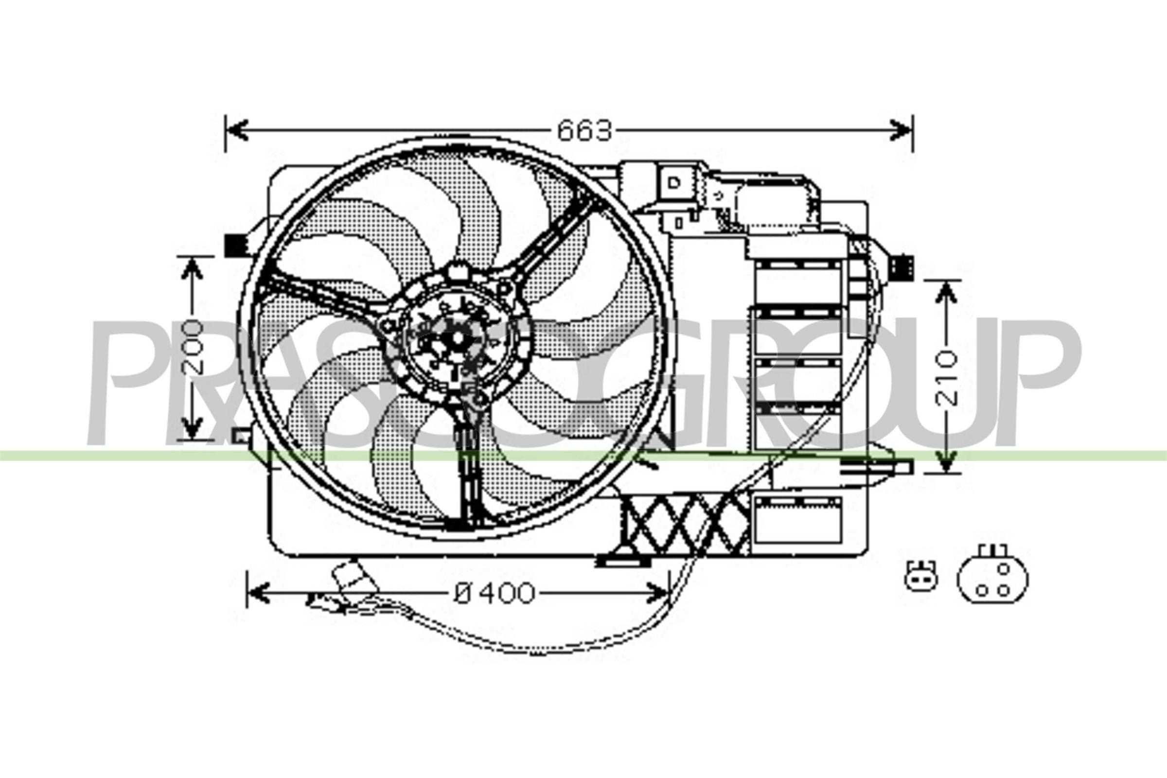 PRASCO Radiatora ventilators MN304F001 MN304F001 PRASCO Radiatora ventilators Porsche lēti