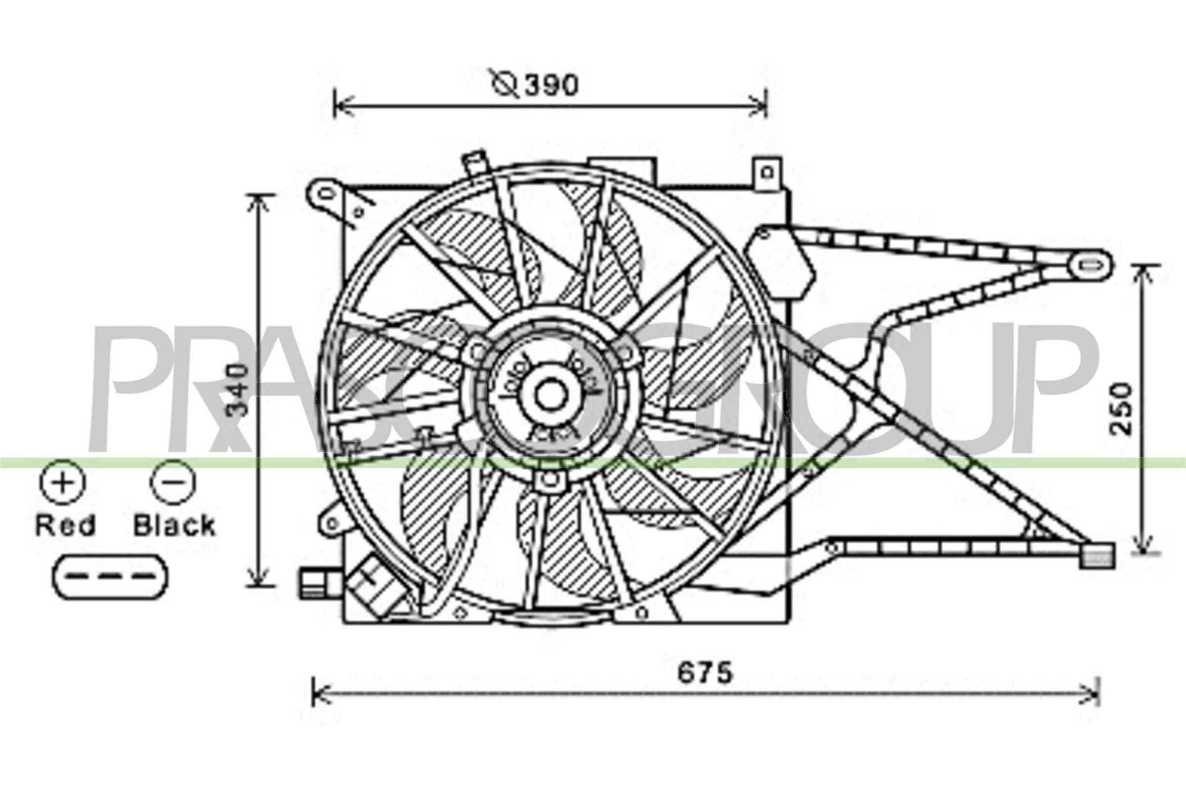 PRASCO Køleventilator OP017F007 Ventilator til motorkøling PRASCO Chevrolet G20 OP017F007