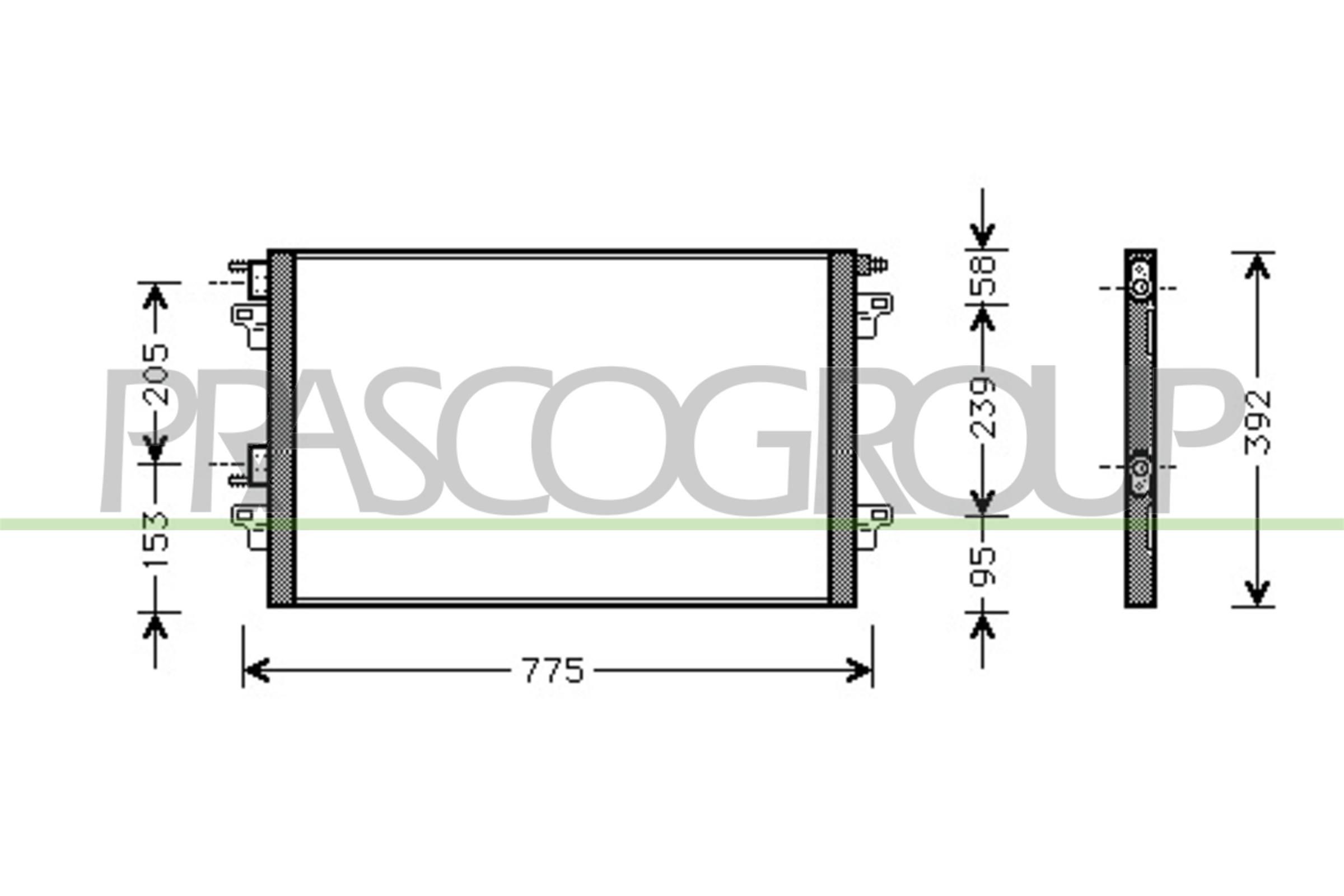 PRASCO Condenseur, climatisation RN085C001 Renault ESPACE Condenseur de clim PRASCO RN085C001
