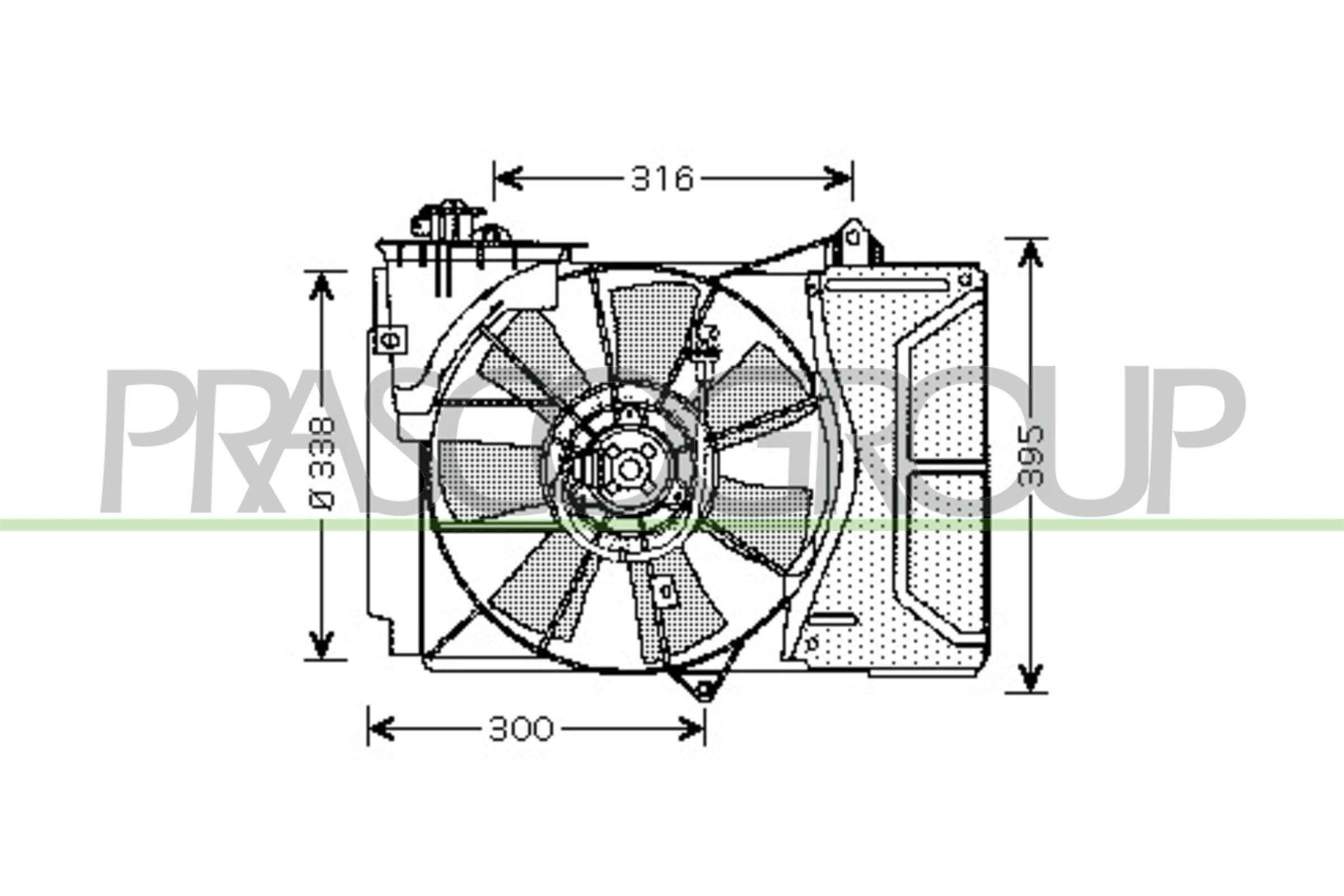PRASCO Jäähdyttimen tuuletin TY320F001 TY320F001 PRASCO Jäähdyttimen tuuletin TOYOTA