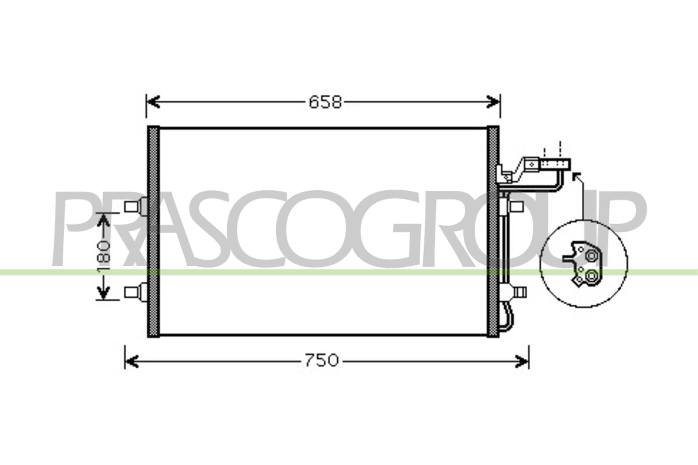 PRASCO Air conditioning condenser VV220C002 VOLVO XC70 PRASCO ac condenser VV220C002