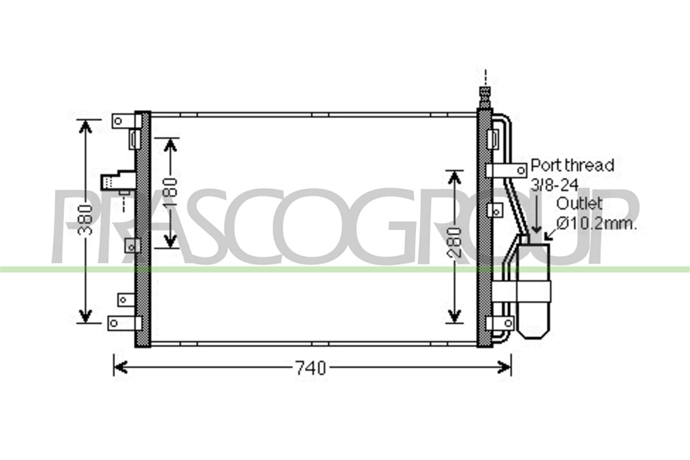 PRASCO Air conditioning condenser VV710C002 VOLVO S40 PRASCO ac condenser VV710C002