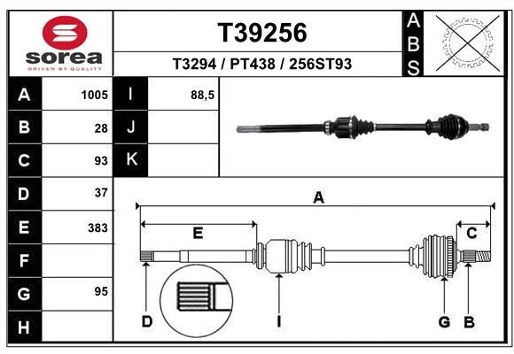 EAI Drive shaft T39256 T39256 EAI drive shaft CITROЁN C25