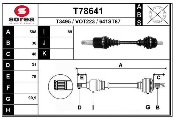 EAI Drivaxel T78641 T78641 EAI drivaxlar Volvo S80