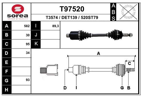 EAI Άξονας μετάδοσης κίνησης T97520 T97520 Ημιαξόνιο EAI CHEVROLET VOLT