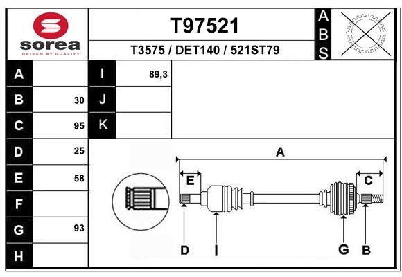 EAI Drivaxel T97521 T97521 EAI drivaxel Chevy AVALANCHE