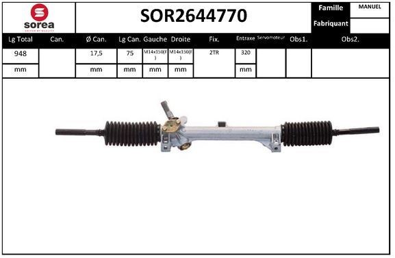 SNRA Steering rack SOR2644770 SNRA SOR2644770 405 II Estate (4E) steering rack price