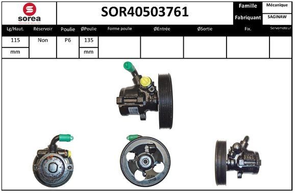 Stuurbekrachtigingspomp SNRA SOR40503761 SNRA SOR40503761 Servopomp SUZUKI VITARA 2005