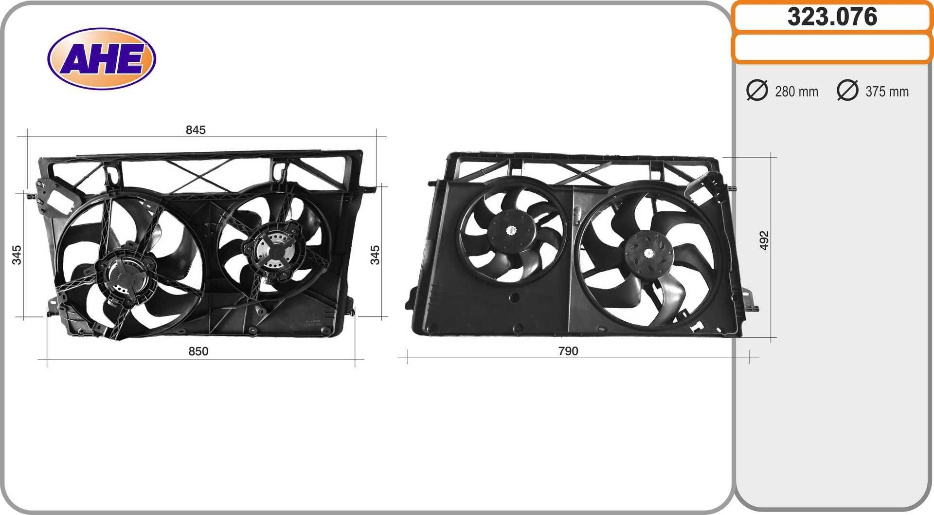 AHE Kjølevifte 323.076 Radiator kjølevifte RENAULT AHE 323.076
