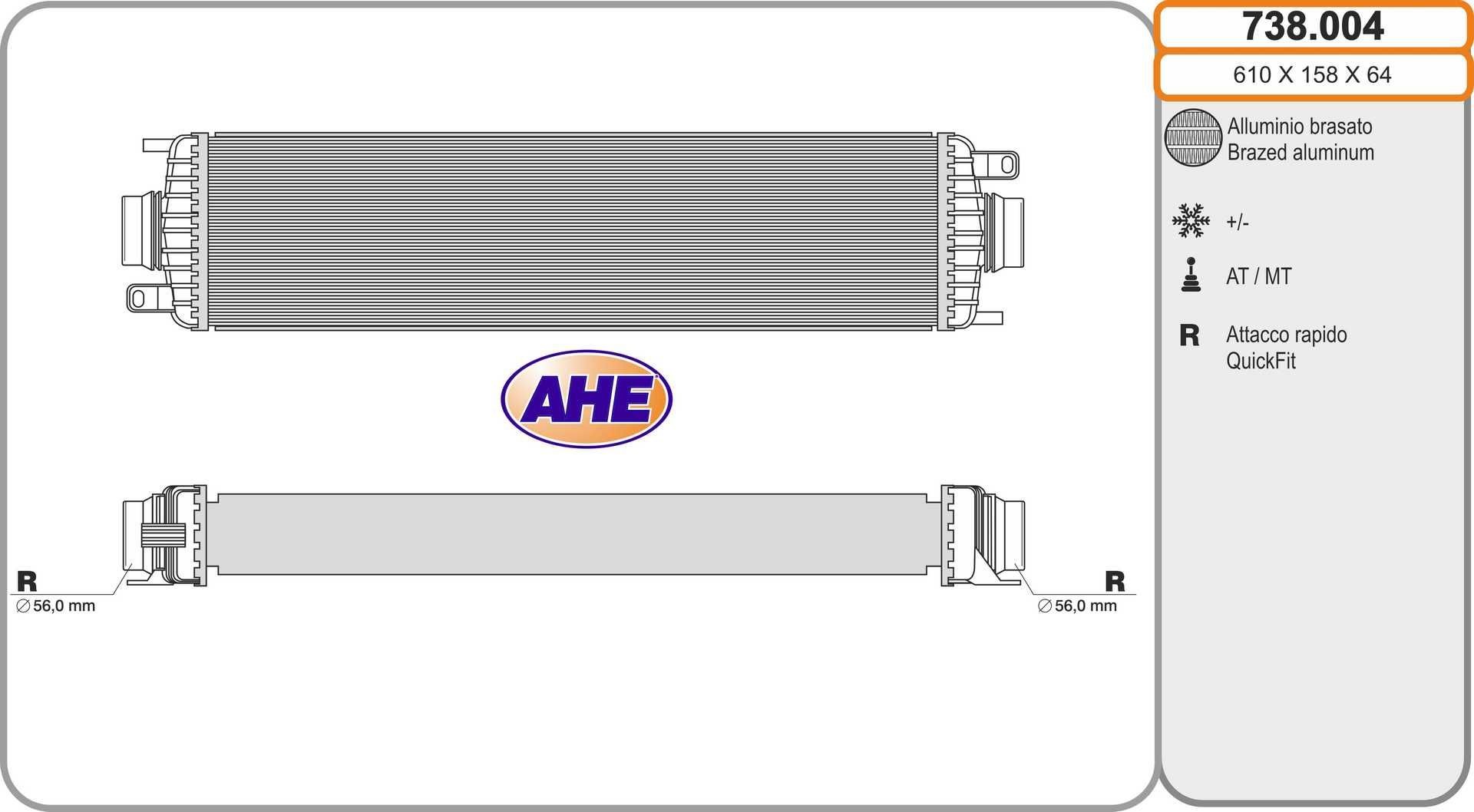 AHE Intercooler 738.004 AHE 738.004 Échangeur Chevrolet EPICA d'origine