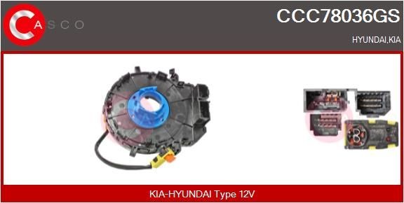 Mola de enrolamento, airbag CASCO CCC78036GS CASCO CCC78036GS: Comutador na coluna de direcção Hyundai i10 2012