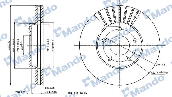 Mando Bremseskive MBC035156 MBC035156 Mando Bremseskive Hyundai billige