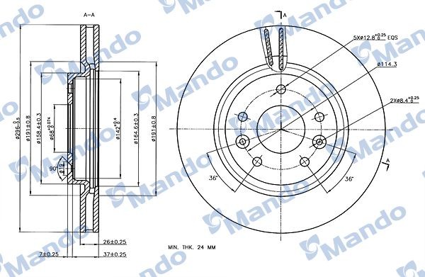 Mando Bremseskive MBC035165 MBC035165 Mando Bremseskive Hyundai billige