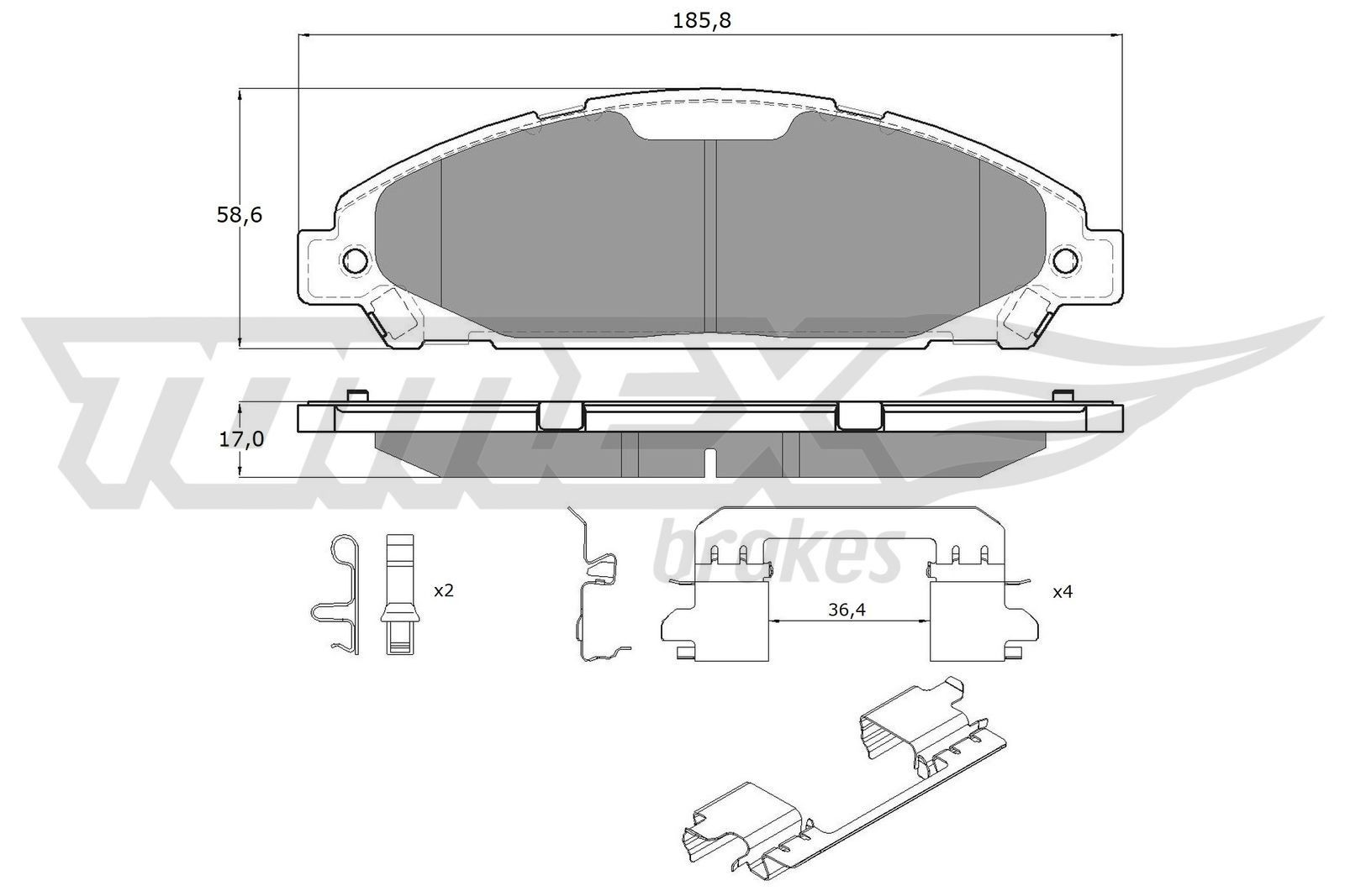 TOMEX brakes Kit pastiglie freni TX 18-96 TX 18-96 TOMEX brakes Pastiglie freno sportive ABARTH prezzo