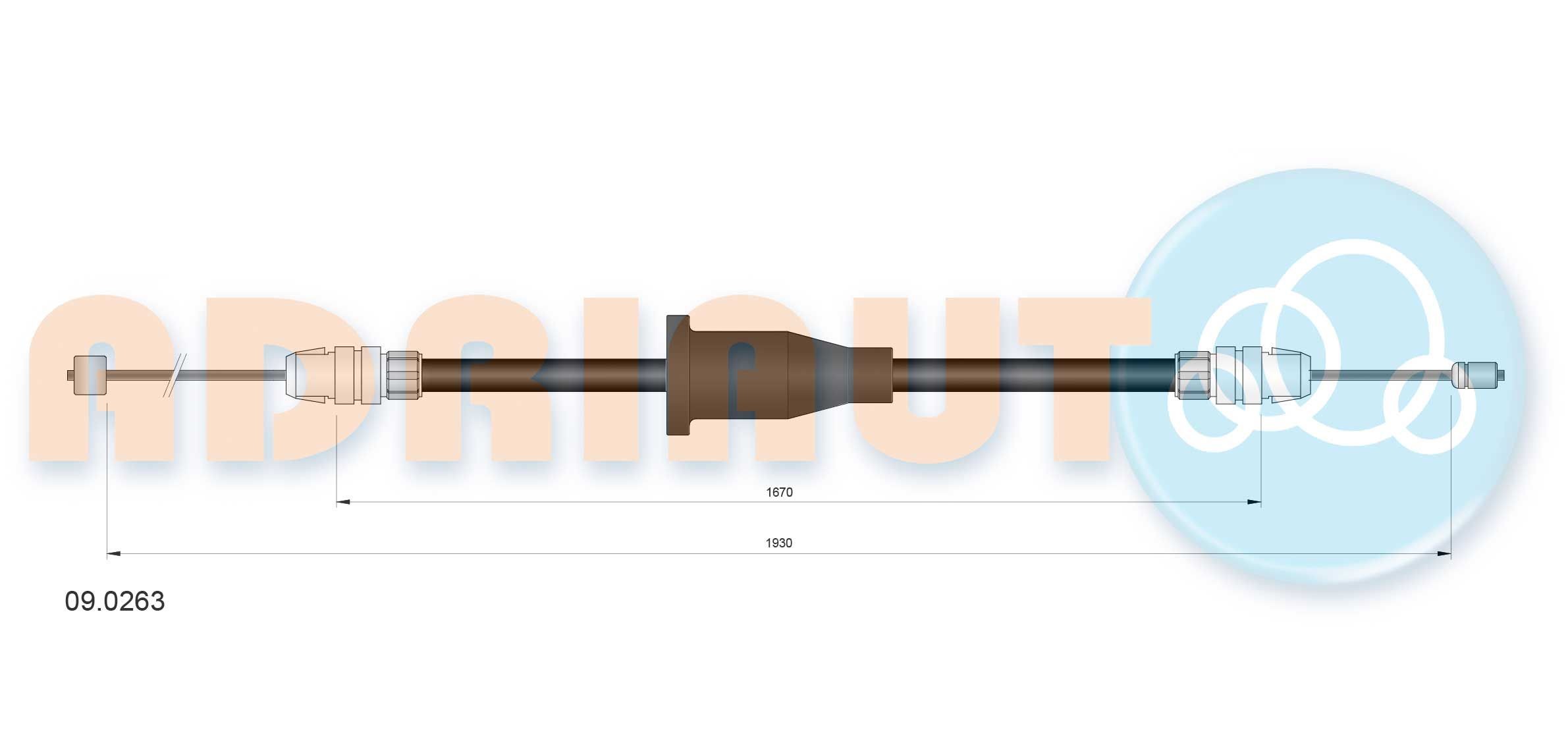 Cabo de aço, travão de estacionamento ADRIAUTO 09.0263 ADRIAUTO 09.0263 Cabo do travão de mão CHRYSLER NEON 2005