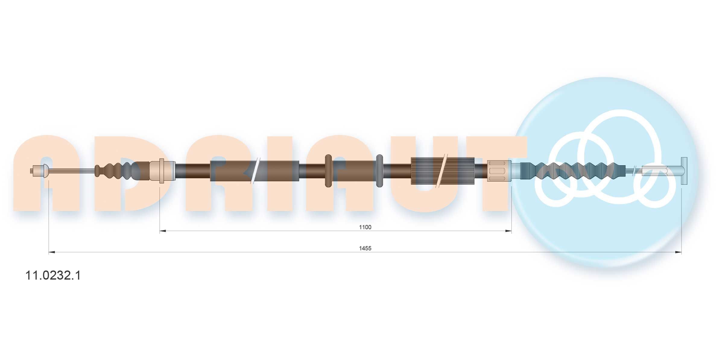 ADRIAUTO Håndbremsekabel 11.0232.1 ADRIAUTO 11.0232.1 145 (930) Håndbremsekabel pris