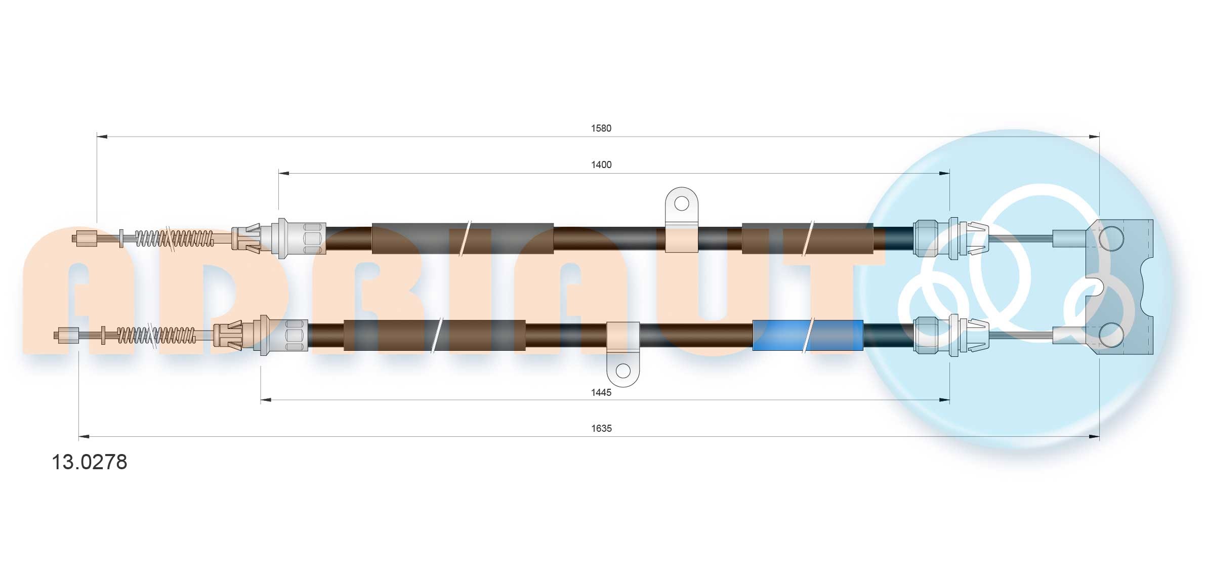 Tautrekk, håndbremse ADRIAUTO 13.0278 ADRIAUTO 13.0278: Håndbremse Ford PUMA 1999