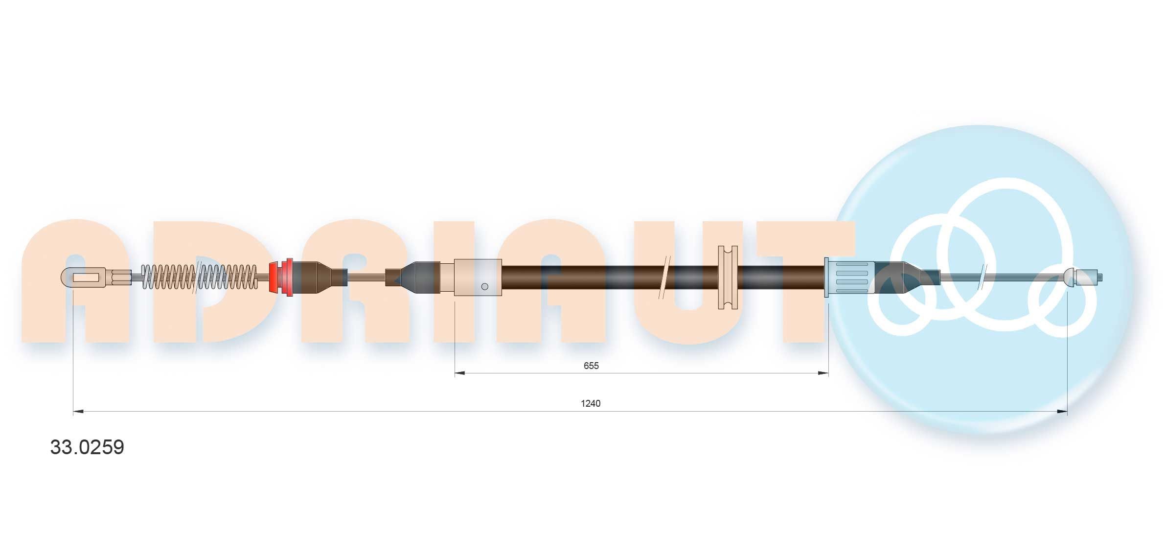 ADRIAUTO Cabo de aço, travão de estacionamento 33.0259 ADRIAUTO 33.0259 Cabo de freio Opel Corsa A TR preço