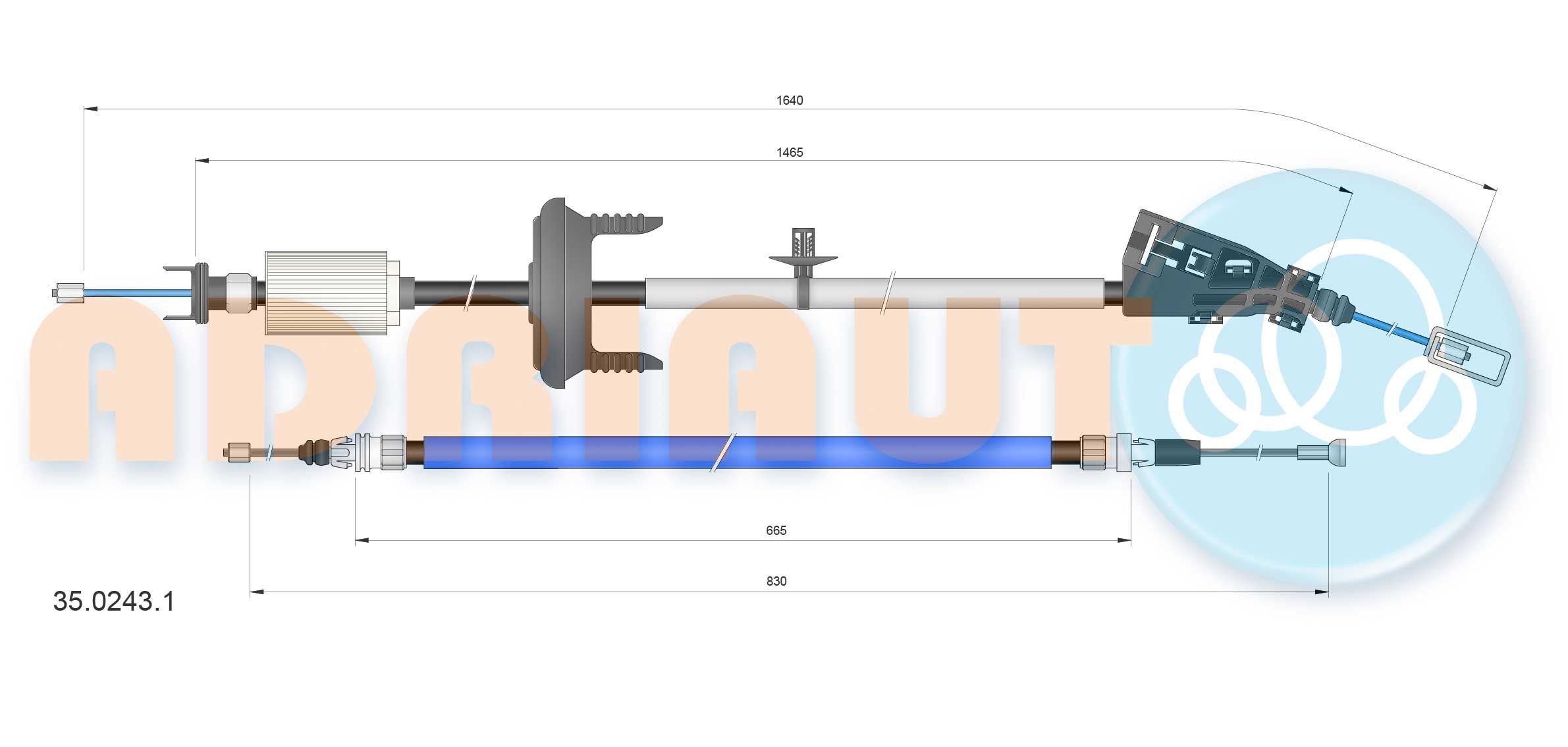 ADRIAUTO Cabo de aço, travão de estacionamento 35.0243.1 ADRIAUTO 35.0243.1 Cabo do travão de mão Peugeot 3008 0U baratos