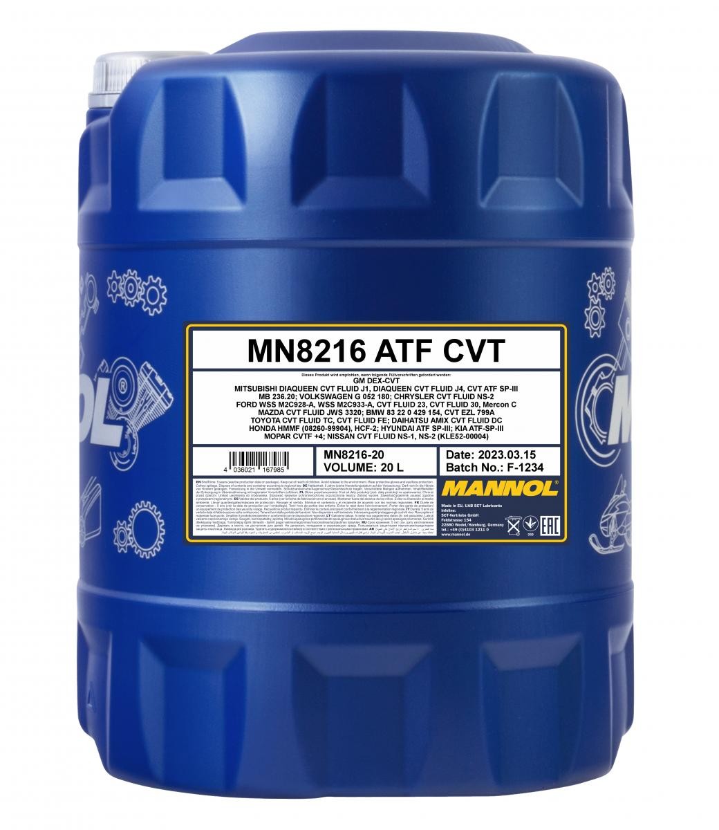 Huile pour boîte automatique MANNOL MN8216-20 MANNOL ATF, CVT MN8216-20: Huile ATF Nissan PULSAR 2012