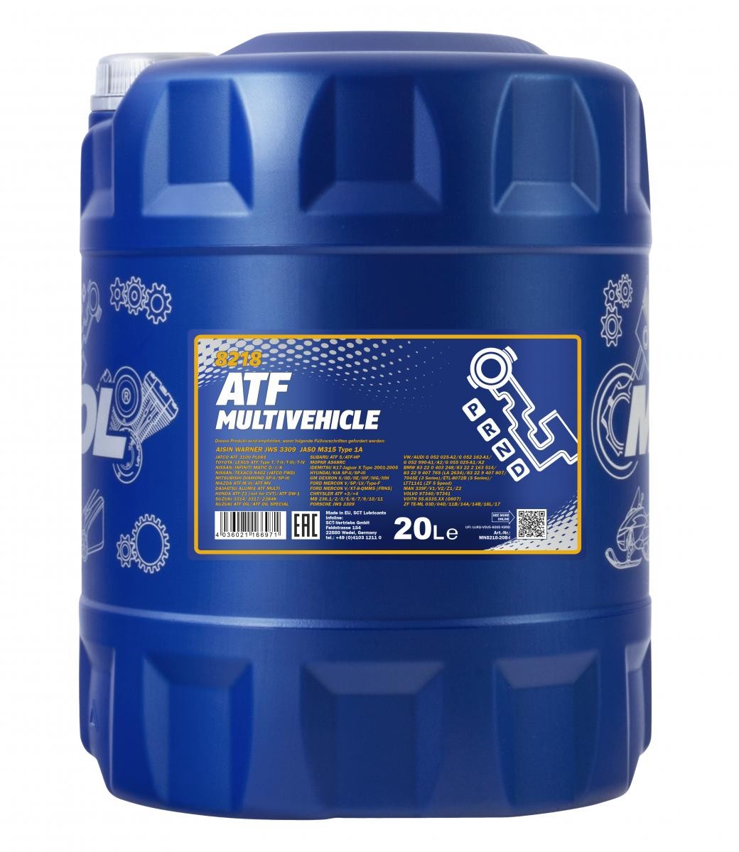 Automatikgetriebeöl (ATF) MANNOL MN8218-20 MANNOL ATF, Multivehicle JWS MN8218-20: Automatikgetriebeöl Mitsubishi OUTLANDER 2018