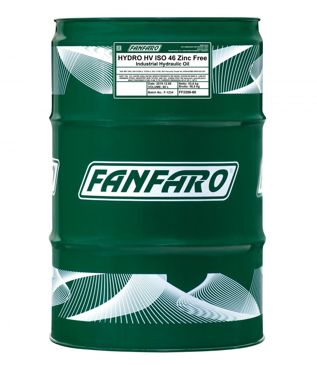 FANFARO Olio idraulico FF2206-60 FF2206-60 Hydro HV ISO 22, VI 280 Olio idraulico PEUGEOT J5 FANFARO costo