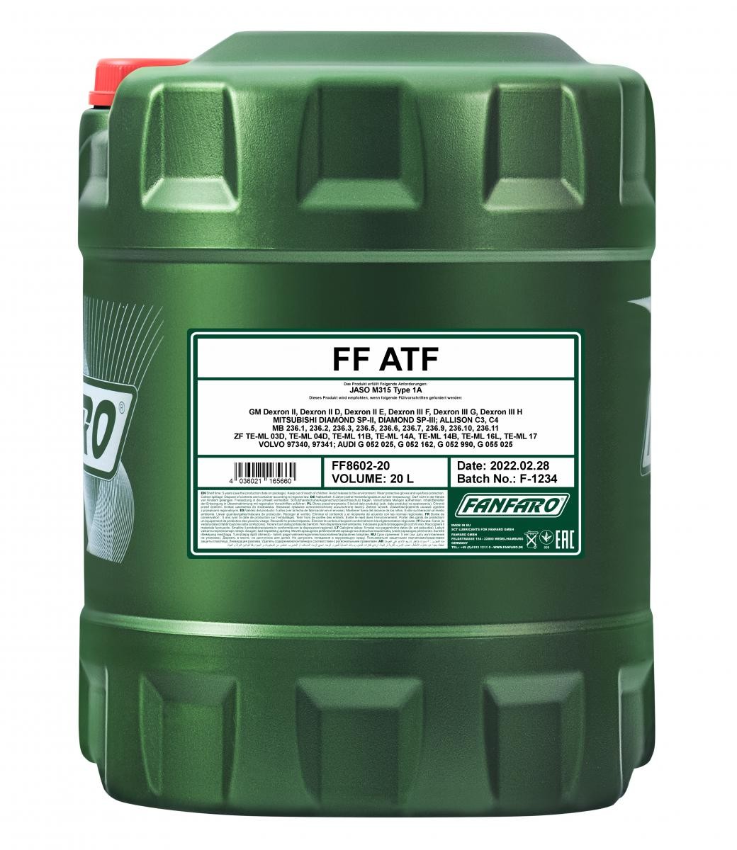 FANFARO Automaatkäigukasti õli FF8602-20 FANFARO FF8602-20 Automaatkäigukasti õli Sprinter 5-T 907 hind