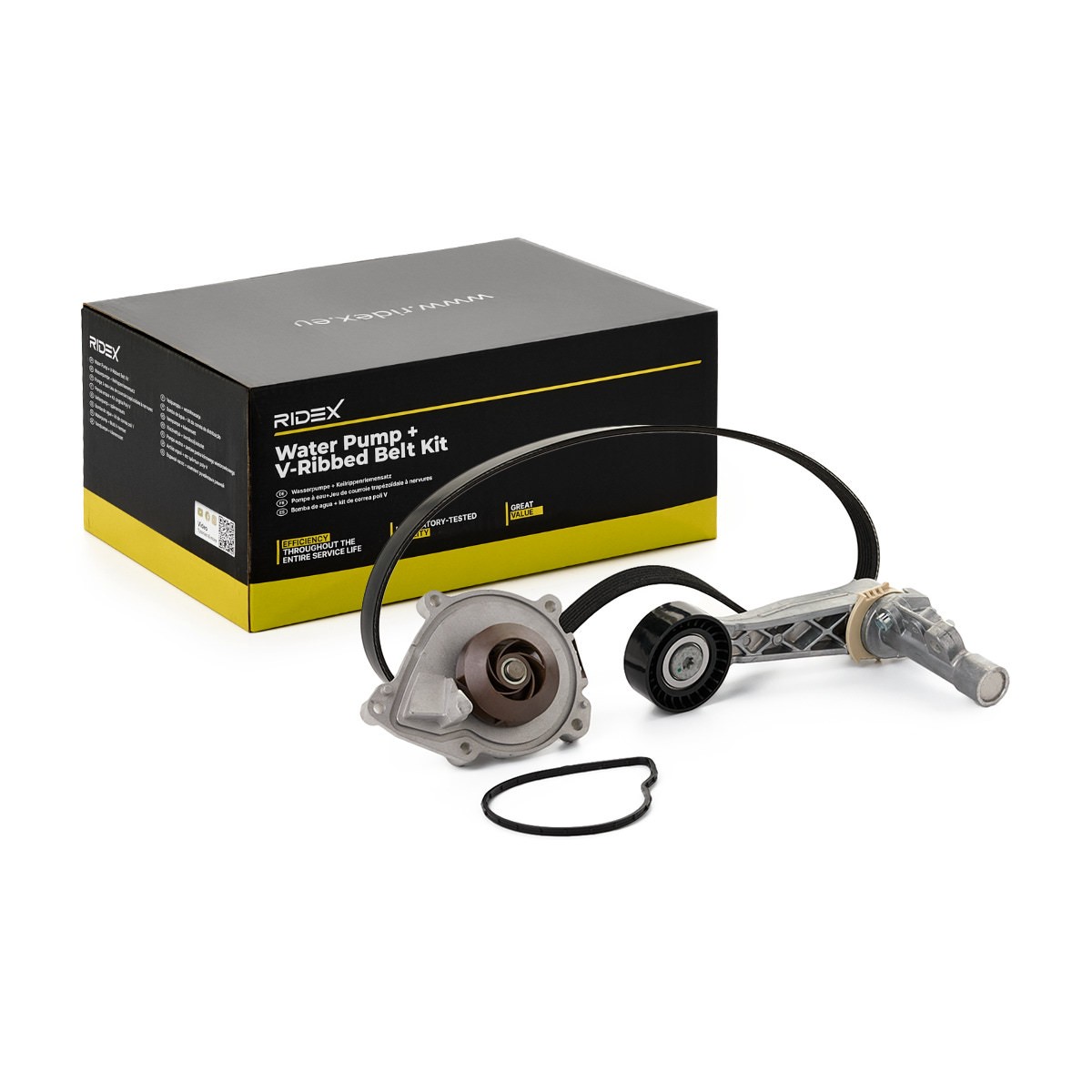 RIDEX Vodné čerpadlo + sada klinového remeňa 4172P0036 4172P0036 Sada klinového rebrovaného remena RIDEX PEUGEOT 207