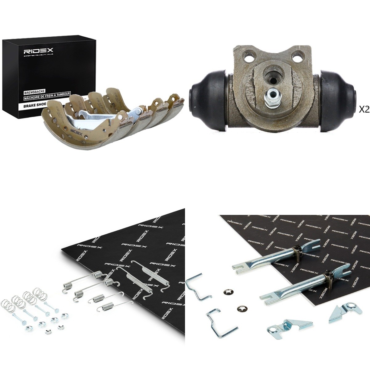 RIDEX Sada bŕzd, Bubnová brzda 3859B0024 3859B0024 Bubnové brzdy OPEL KADETT RIDEX